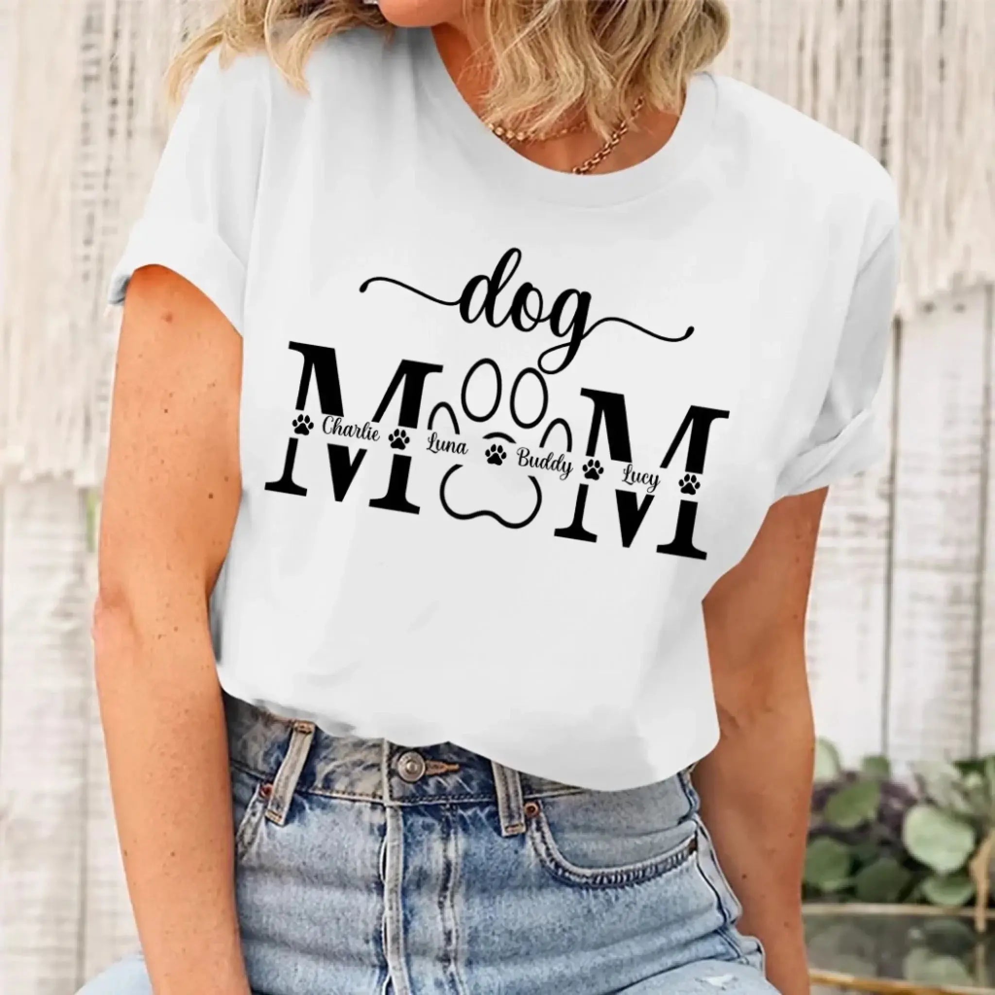 6. Custom Pet Mom Shirt with Pet Name & Paw Print – Personalized Gift for Pet Lovers
