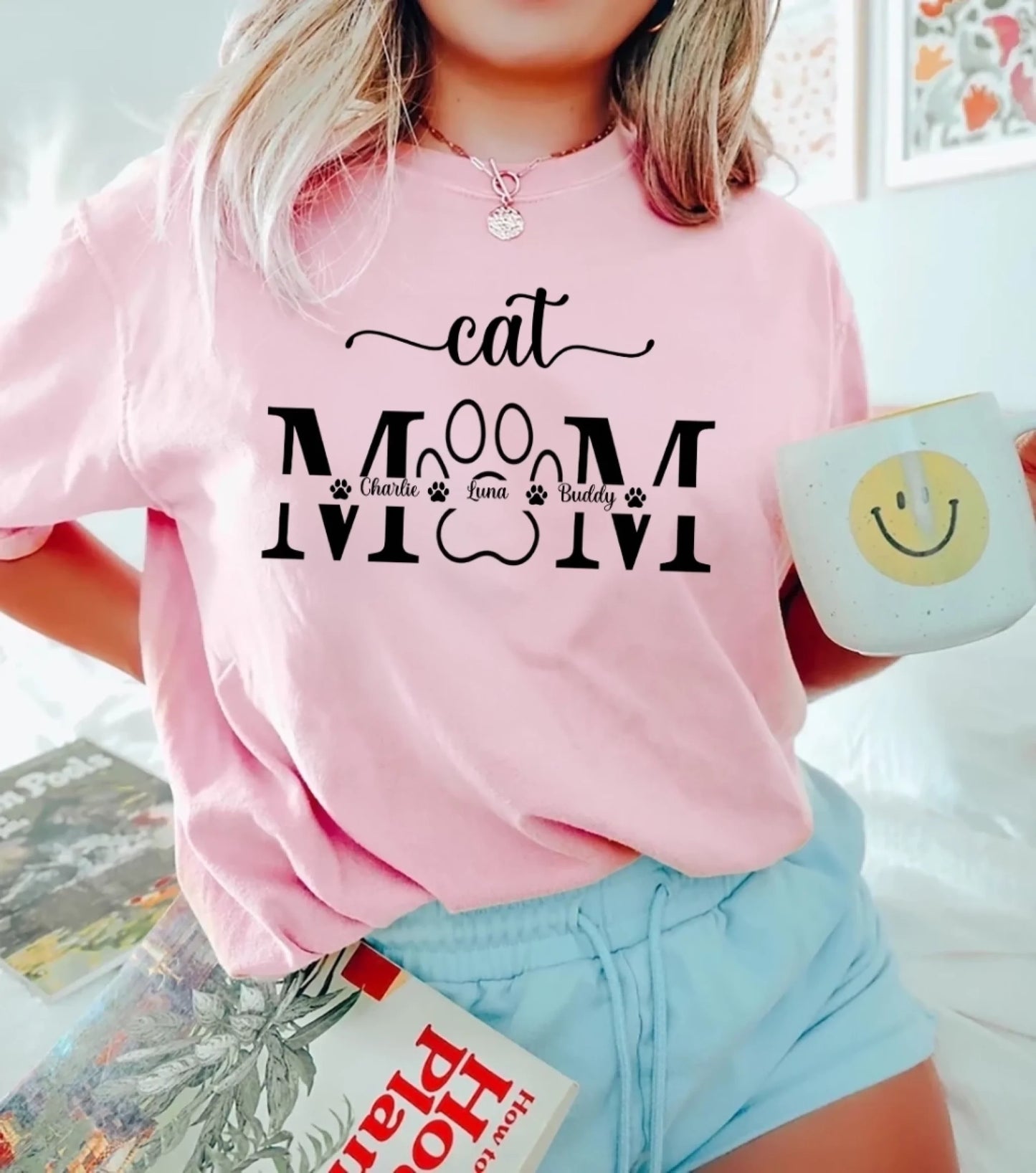 7. Custom Pet Mom Shirt with Pet Name & Paw Print – Personalized Gift for Pet Lovers