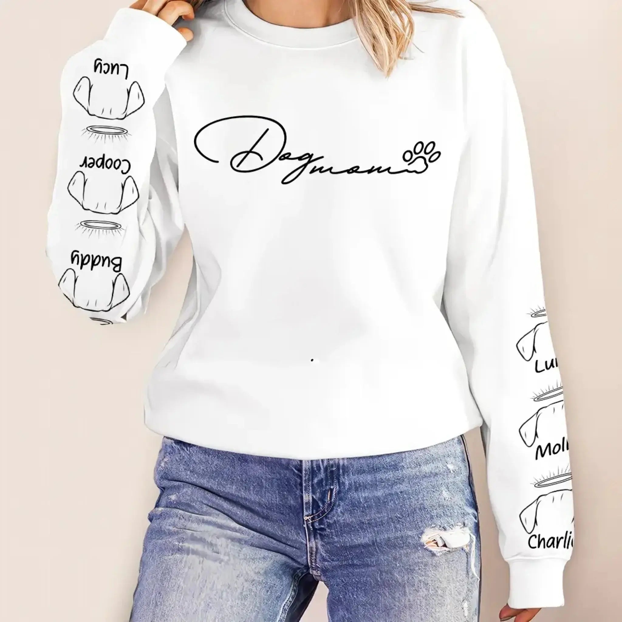 4. Dog Mom Hoodie with Paw Print – Cute Minimalist Sweatshirt for Dog Lovers