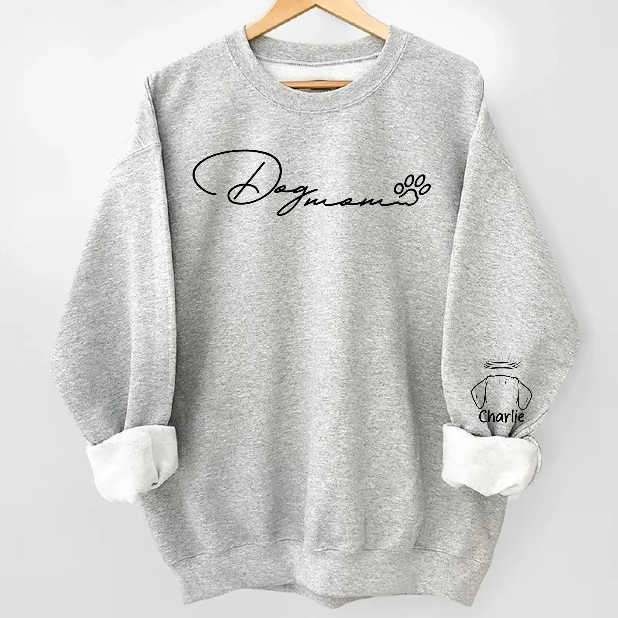 Dog Mom Hoodie with Paw Print – Cute Minimalist Sweatshirt for Dog Lovers Duconspace