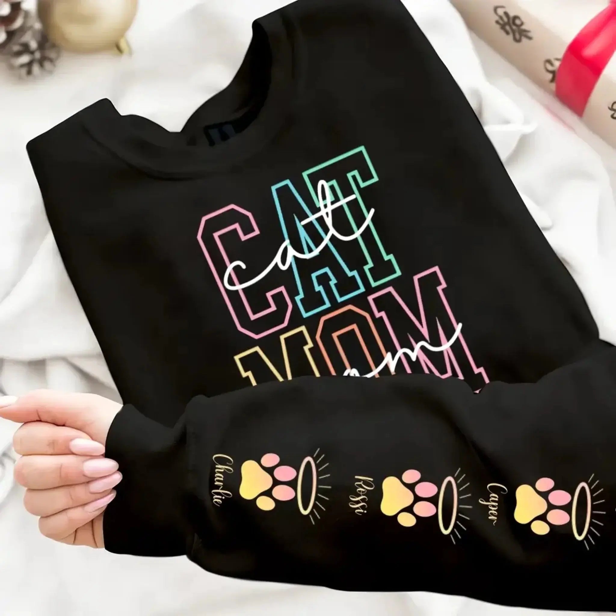 1. Colorful Dog-Cat Mom Sweatshirt — Cute Pastel Pet Lover Gift