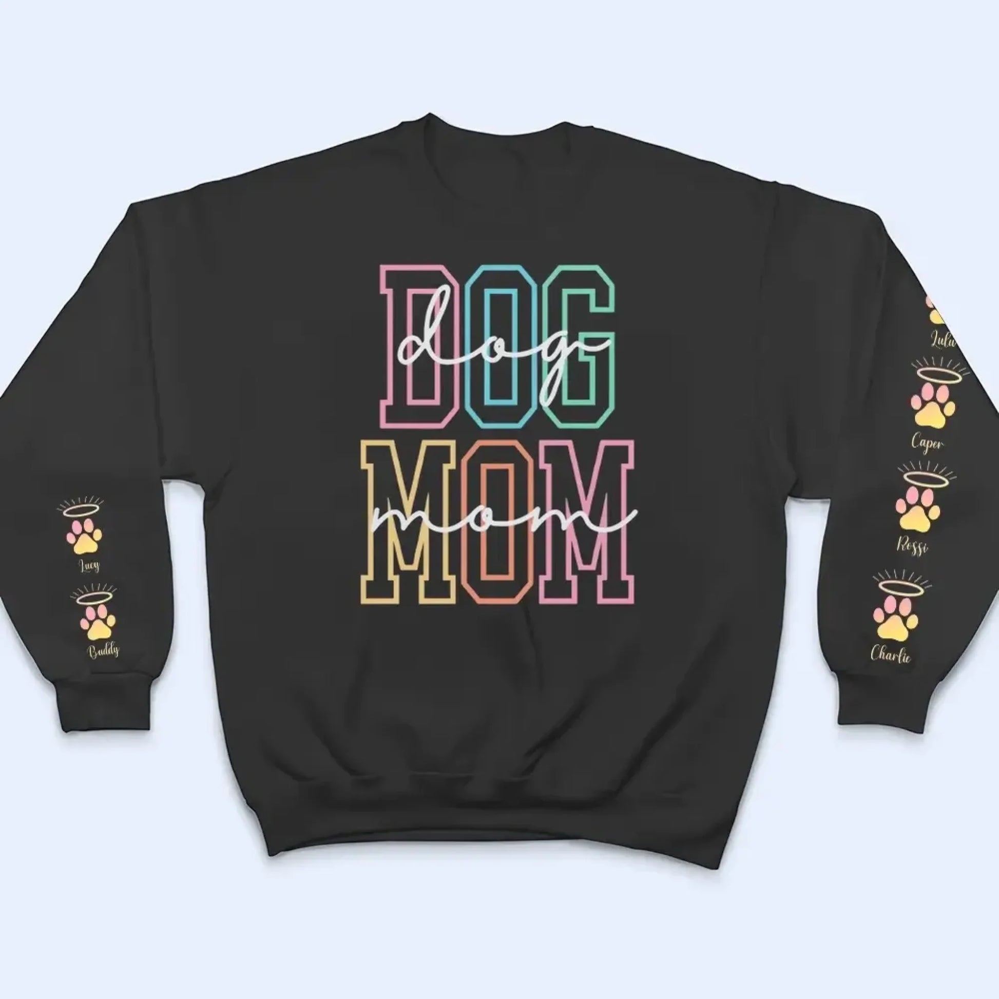 2. Colorful Dog-Cat Mom Sweatshirt — Cute Pastel Pet Lover Gift