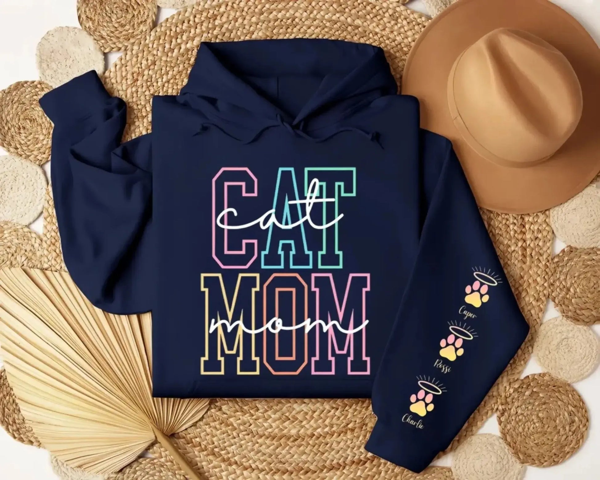 5. Colorful Dog-Cat Mom Sweatshirt — Cute Pastel Pet Lover Gift