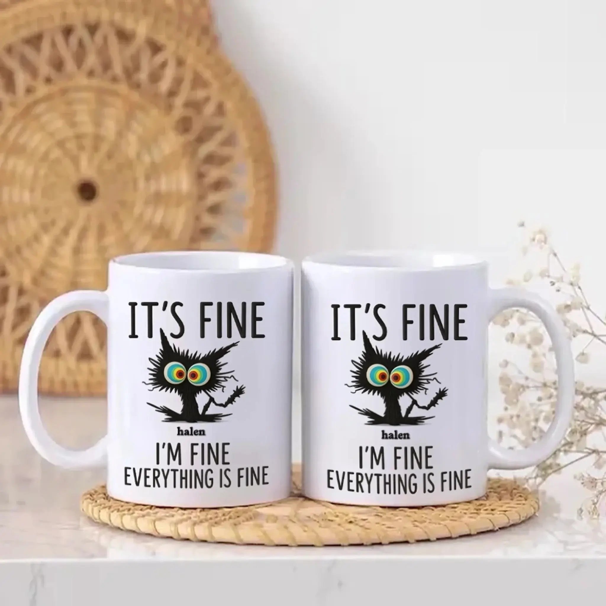 3. Funny Anxiety Mug – It's Fine I'm Fine Everything Is Fine