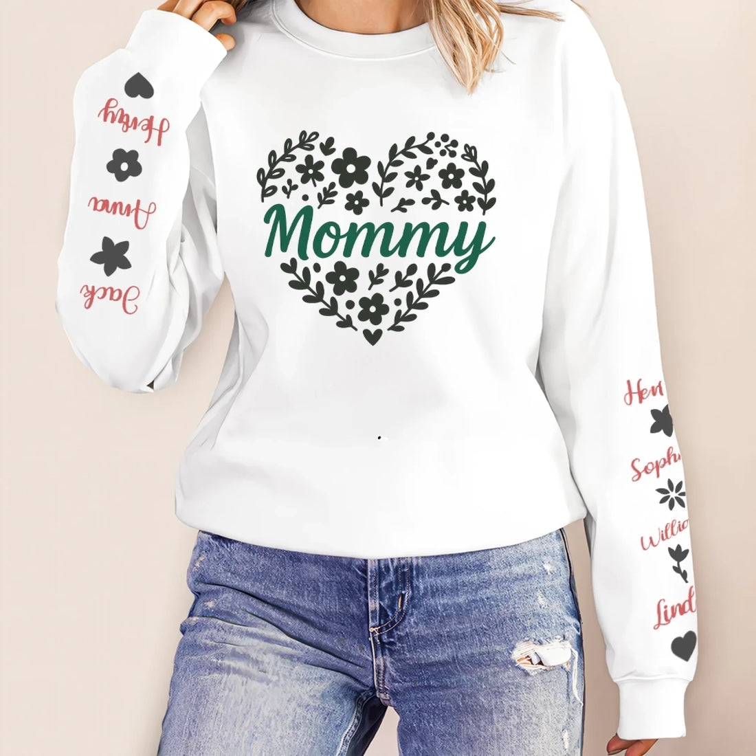 4. Floral Heart Sweatshirt – Cute Gift for Grandma, Mother's Day