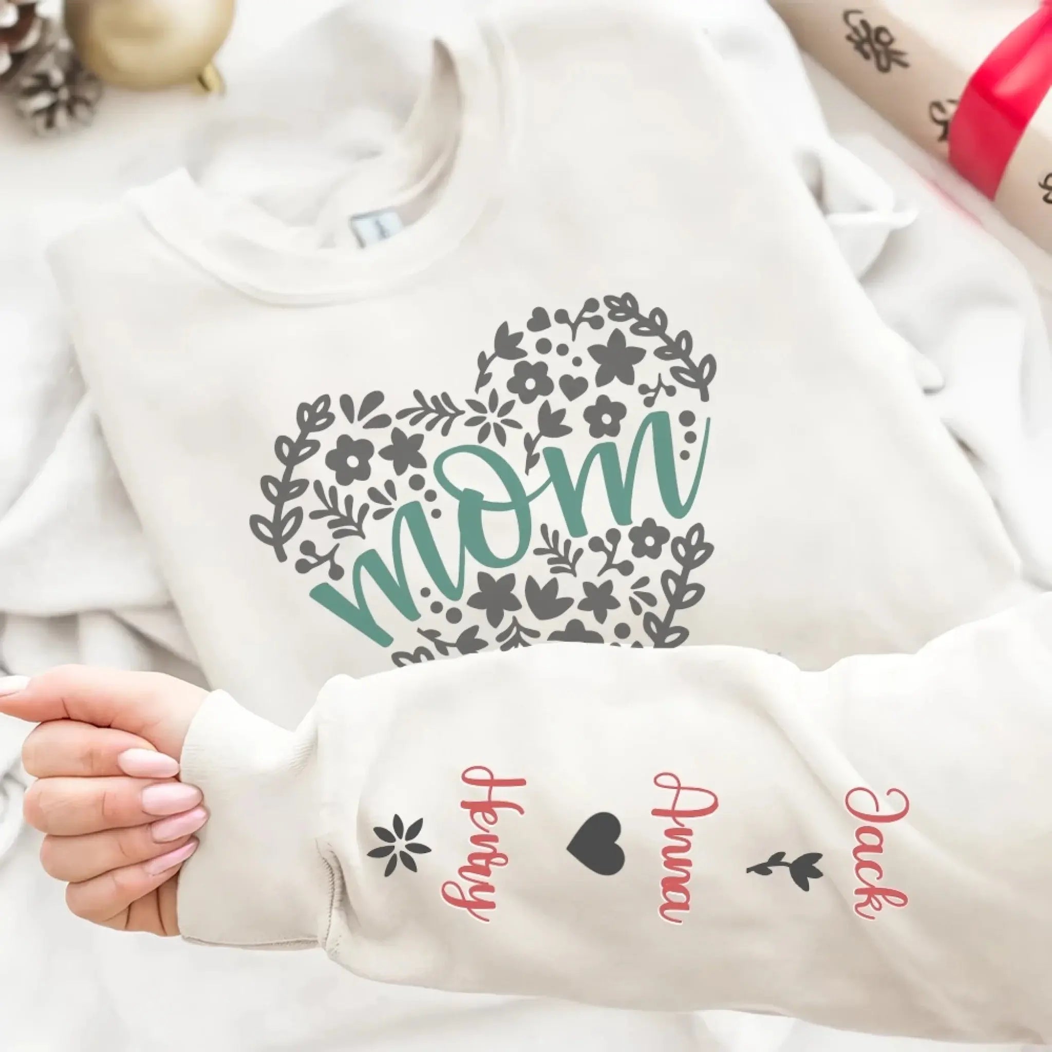 5. Floral Heart Sweatshirt – Cute Gift for Grandma, Mother's Day