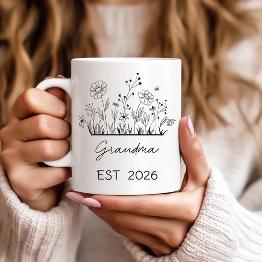 2. Personalized Grandma & Grandpa Mugs – Est. 2026 Gift