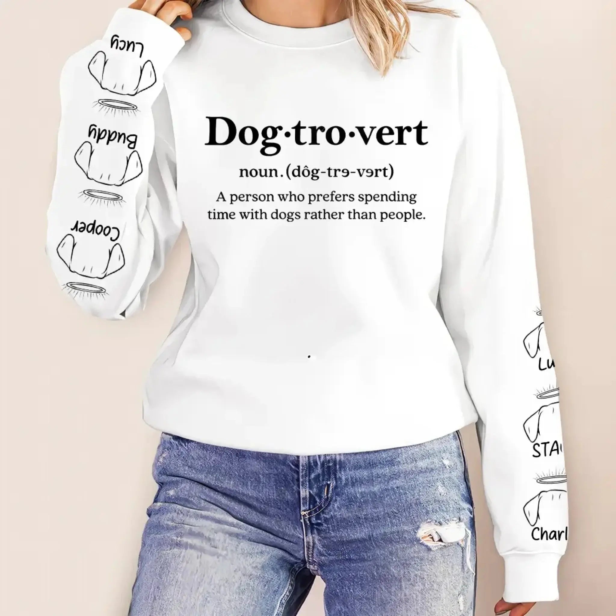 7. Dogtrovert, Cattrovert Sweatshirt - Personalized Dog, Cat Lover Gift