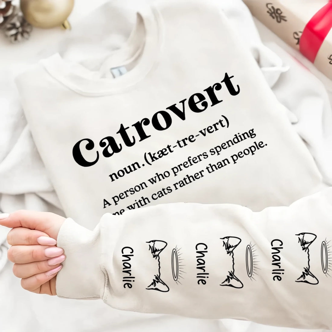 7. Dogtrovert, Cattrovert Sweatshirt - Personalized Dog, Cat Lover Gift