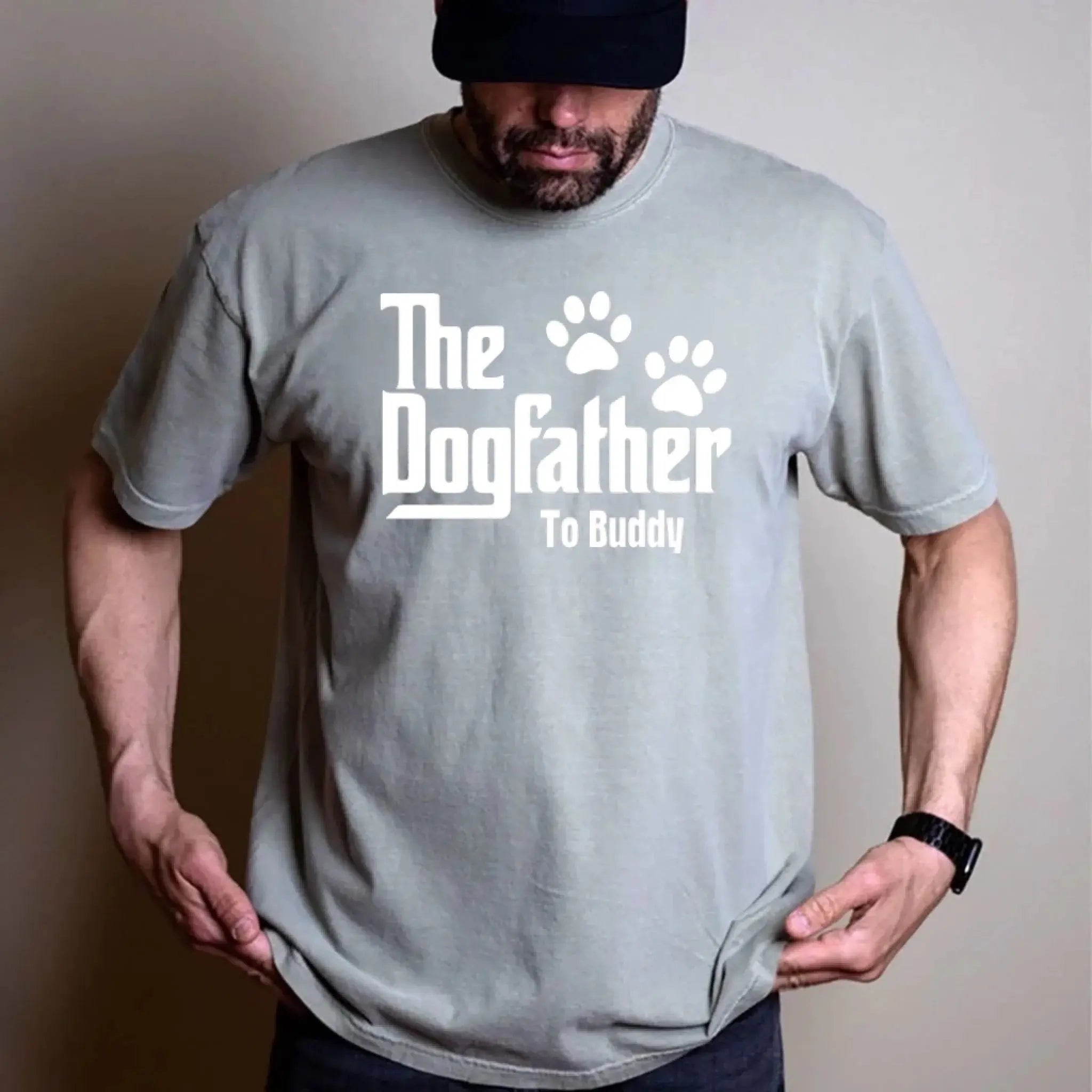 8. The Dogfather Personalized T-Shirt – Custom Dog Name, Gift for Pet Lovers