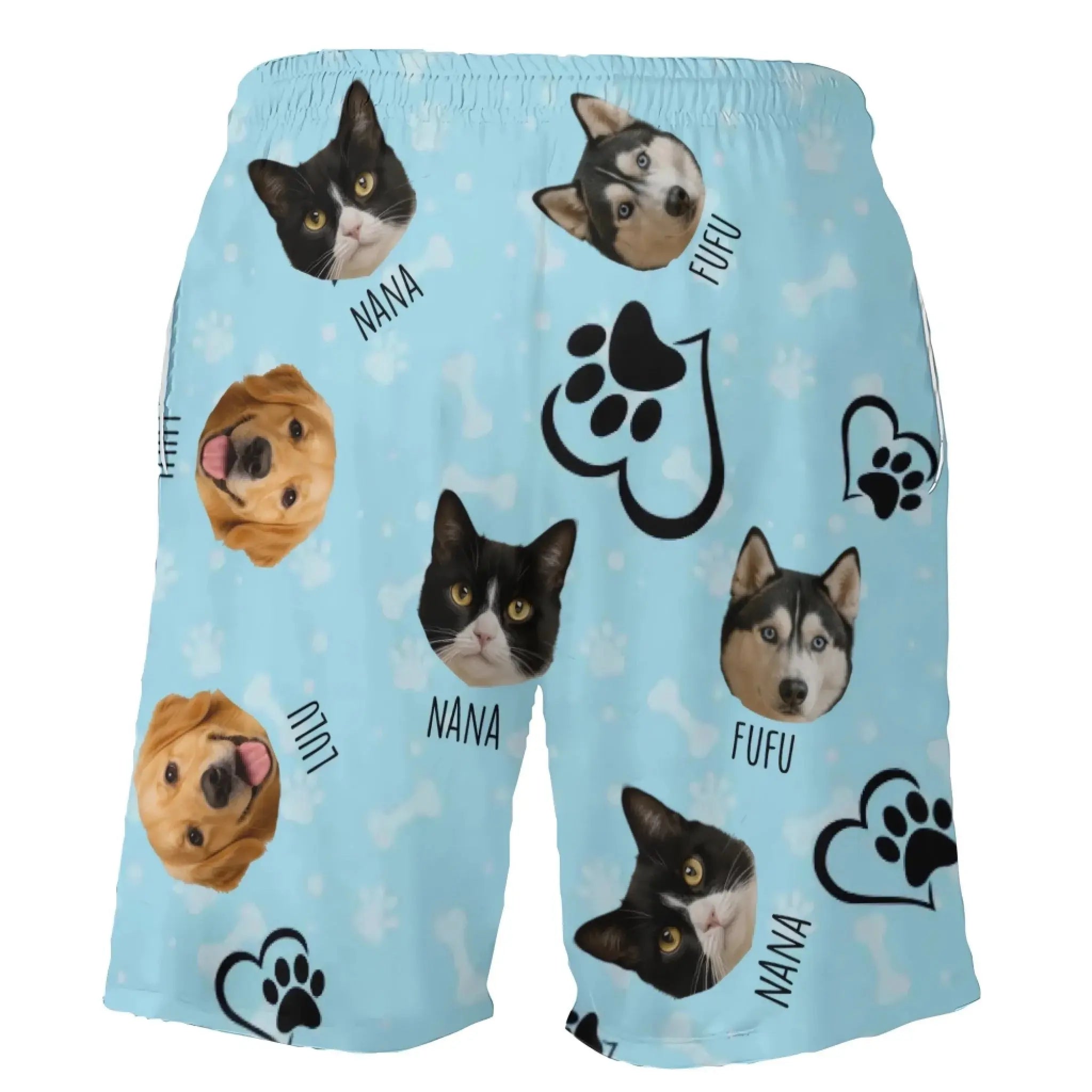 Custom Pet Face Swim Shorts – Personalized Pet Name Beach Shorts, Funny Summer Gift for Pet Lovers -3