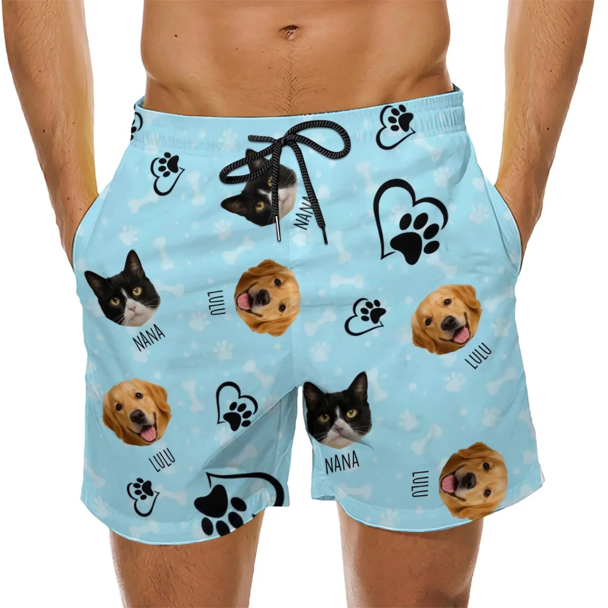 Custom Pet Face Swim Shorts – Personalized Pet Name Beach Shorts, Funny Summer Gift for Pet Lovers -2
