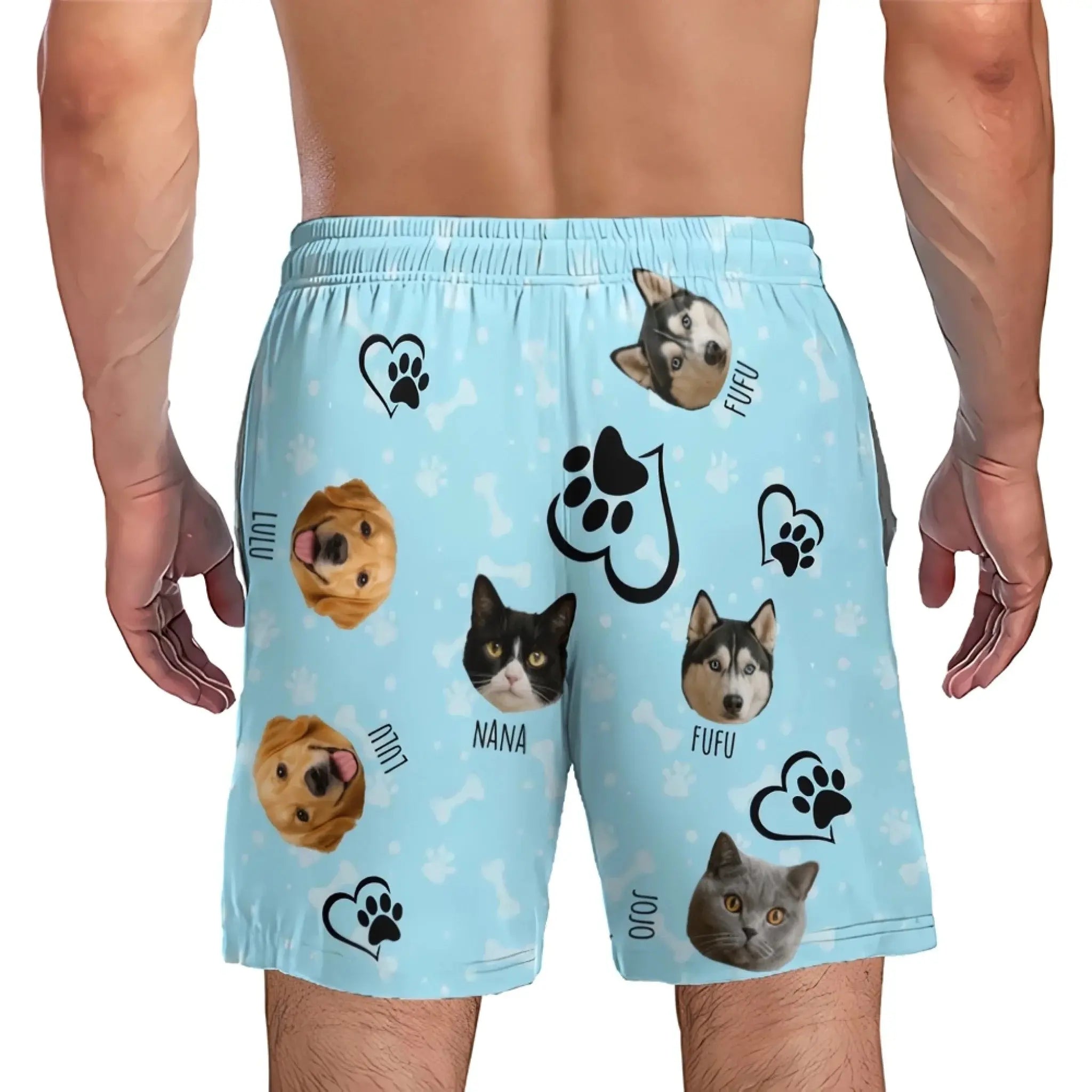 Custom Pet Face Swim Shorts – Personalized Pet Name Beach Shorts, Funny Summer Gift for Pet Lovers - 4