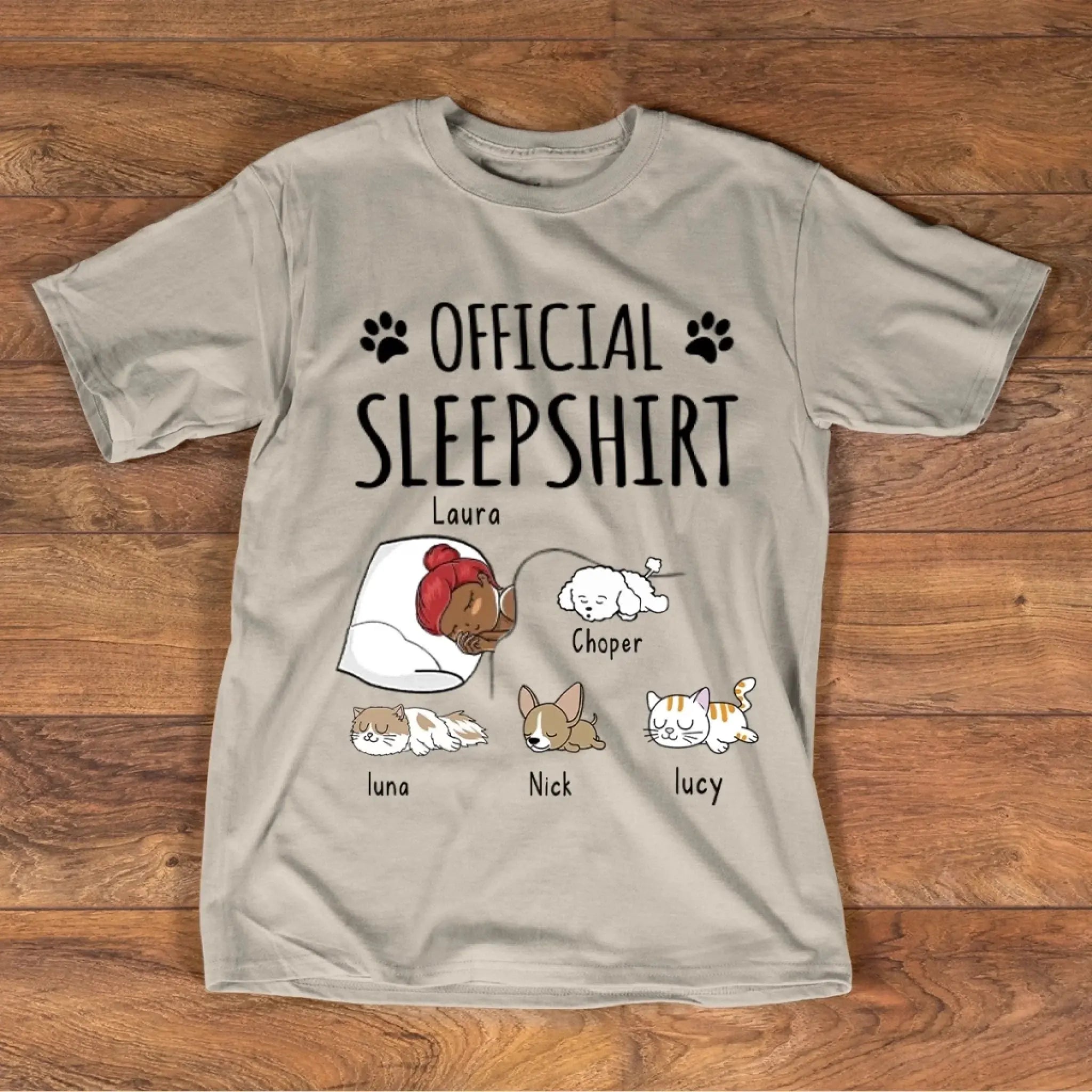 Official Sleep Shirt - Dog Cat Personalized T-Shirt Custom T shirts for Women Unisex Standard T-Shirt - 1