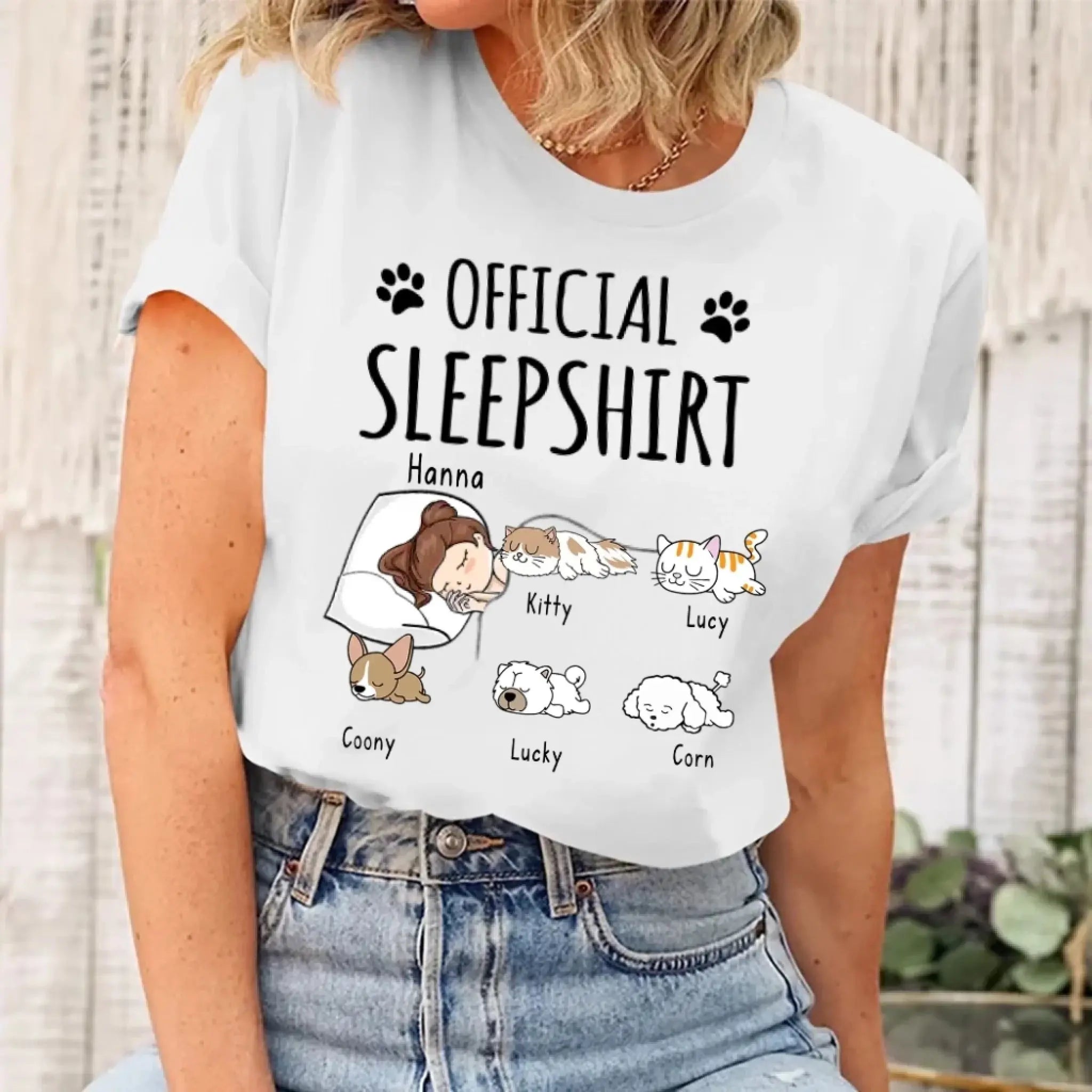 Official Sleep Shirt - Dog Cat Personalized T-Shirt Custom T shirts for Women Unisex Standard T-Shirt - 5