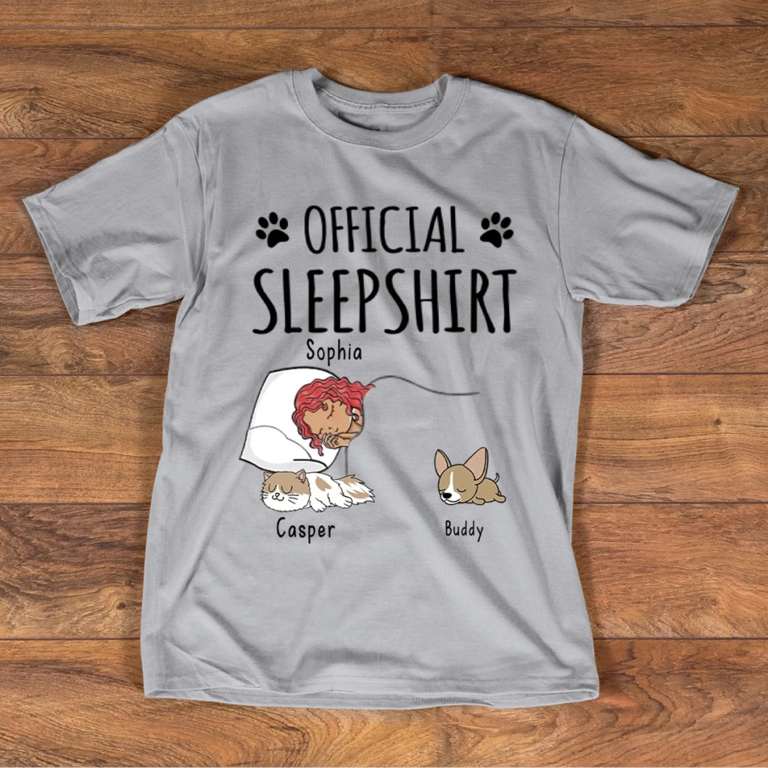 Official Sleep Shirt - Dog Cat Personalized T-Shirt Custom T shirts for Women Unisex Standard T-Shirt - 7