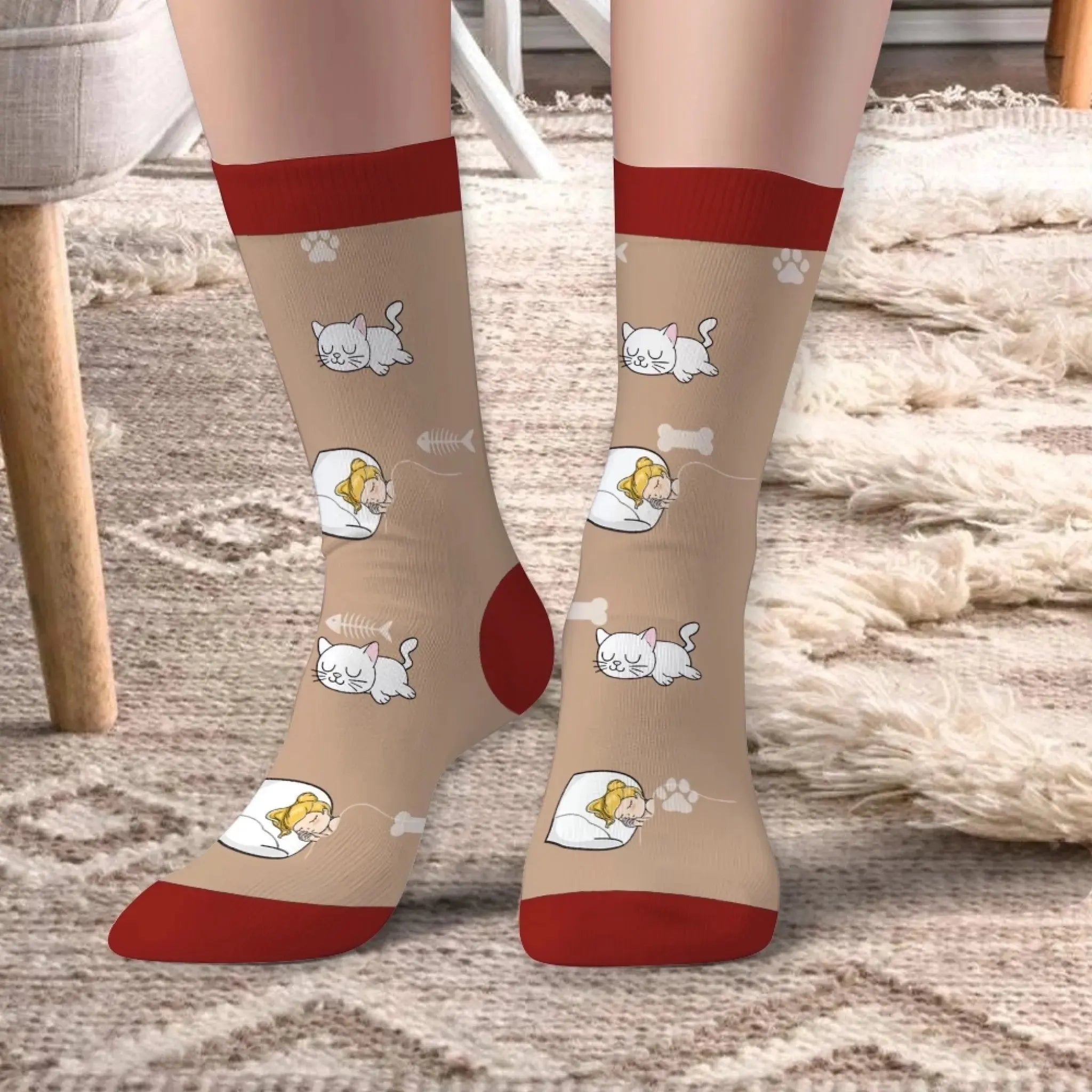 Custom Pet & Girl Name Socks – Funny “We’re Not Sleeping” Gift-5