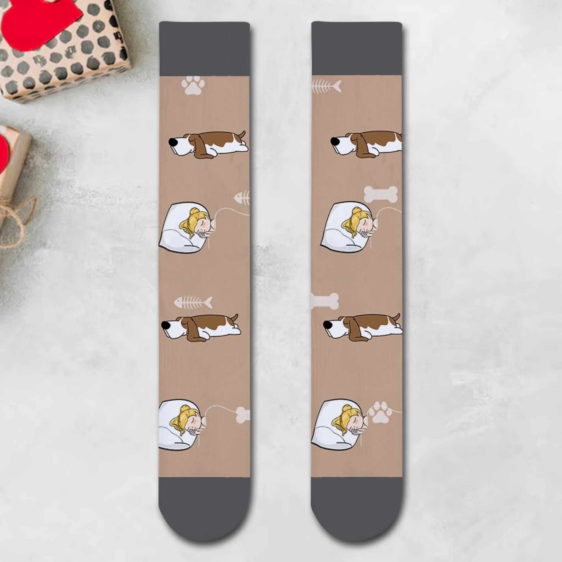Custom Pet & Girl Name Socks – Funny “We’re Not Sleeping” Gift-2