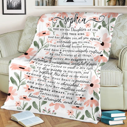 Personalized Daughter Blanket – Bible Verse, Name & Floral Christian Gift-2
