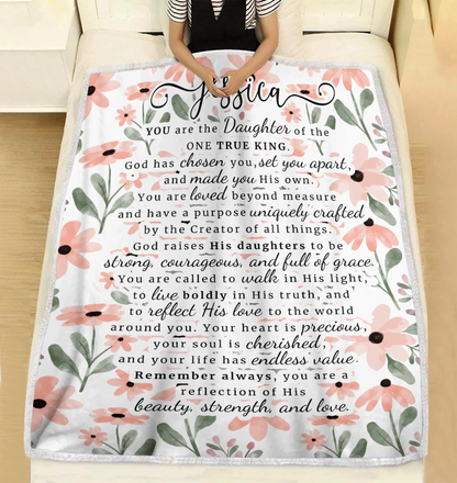 Personalized Daughter Blanket – Bible Verse, Name & Floral Christian Gift