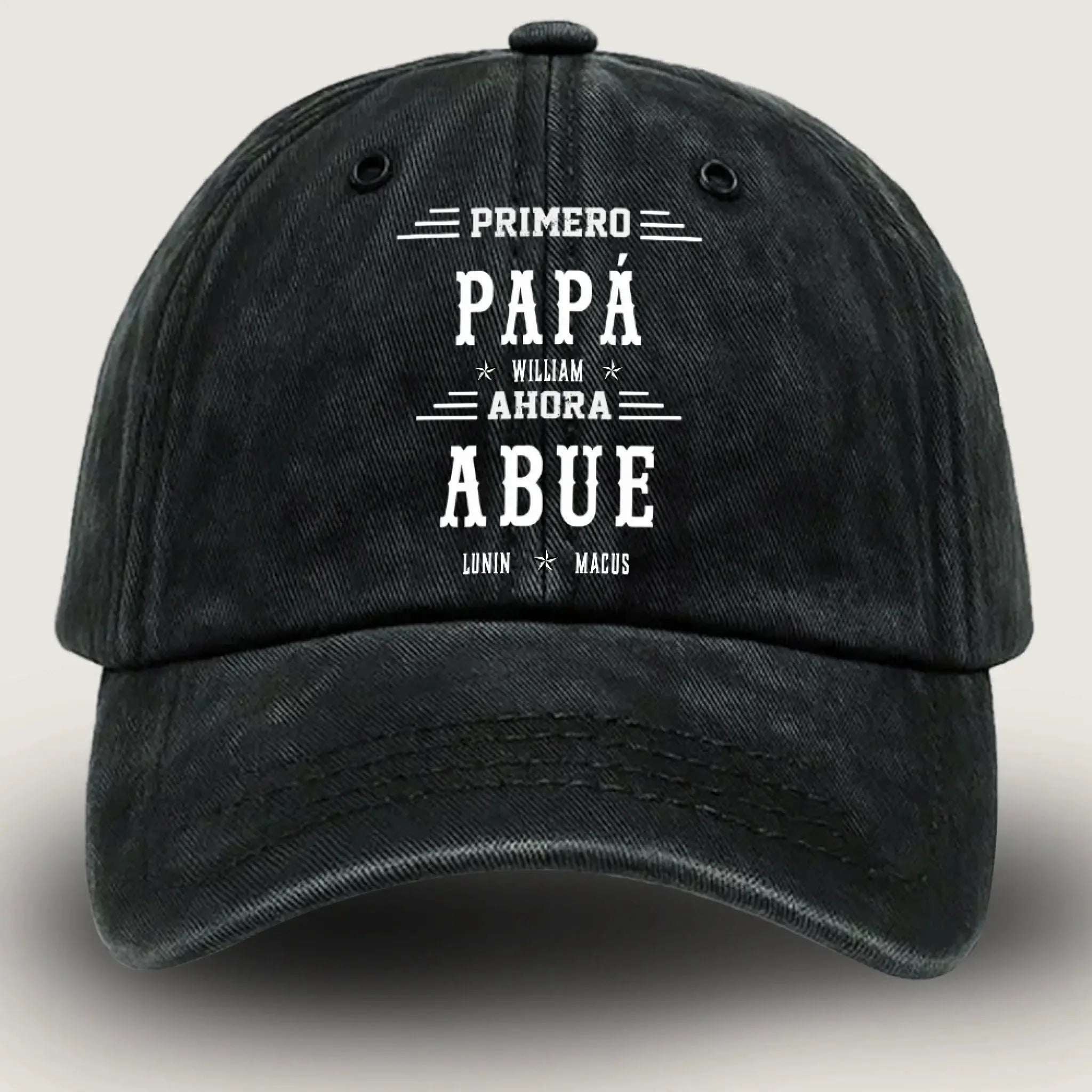 Gorra de Mezclilla Negra Personalizada – Primero Papá, Ahora Abuelo – Regalo para Abuelos-1