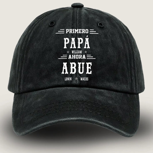 Gorra de Mezclilla Negra Personalizada – Primero Papá, Ahora Abuelo – Regalo para Abuelos-1