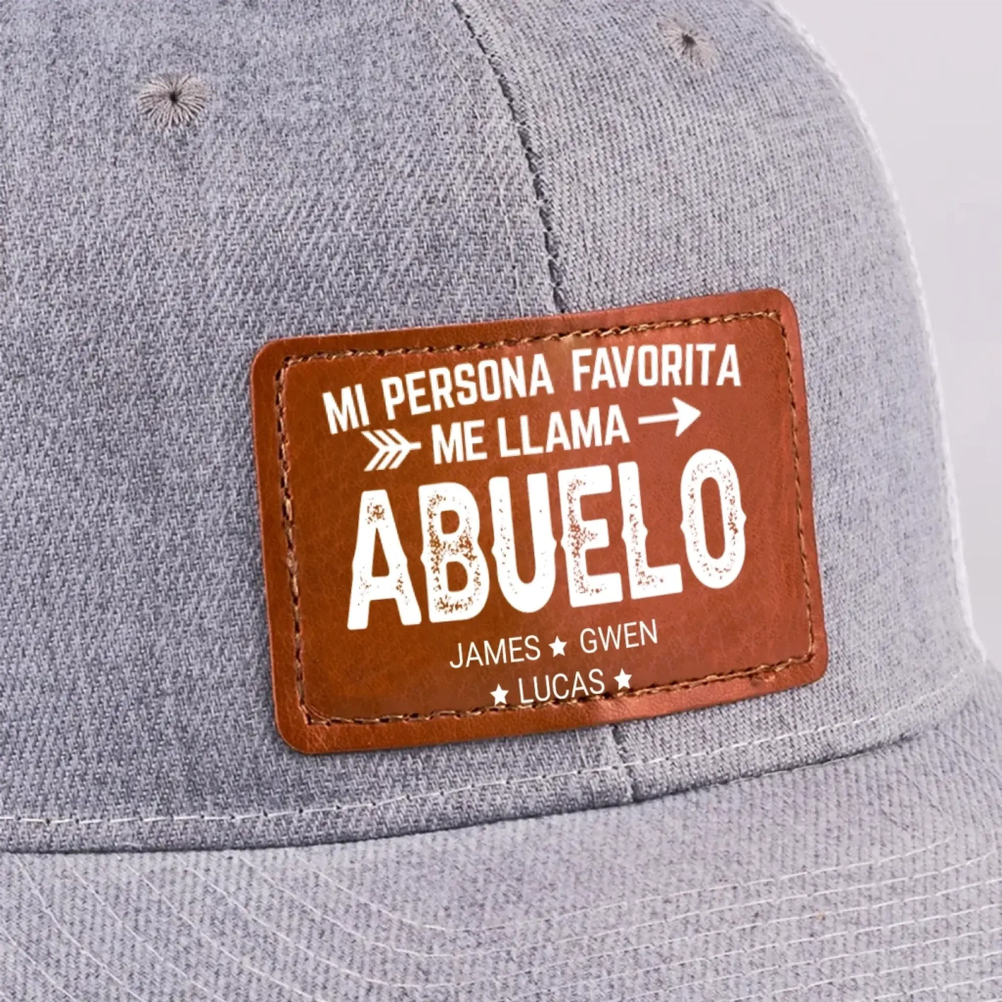 Gorra Personalizada Con Parche De Cuero - Regalo Para Abuelo-6