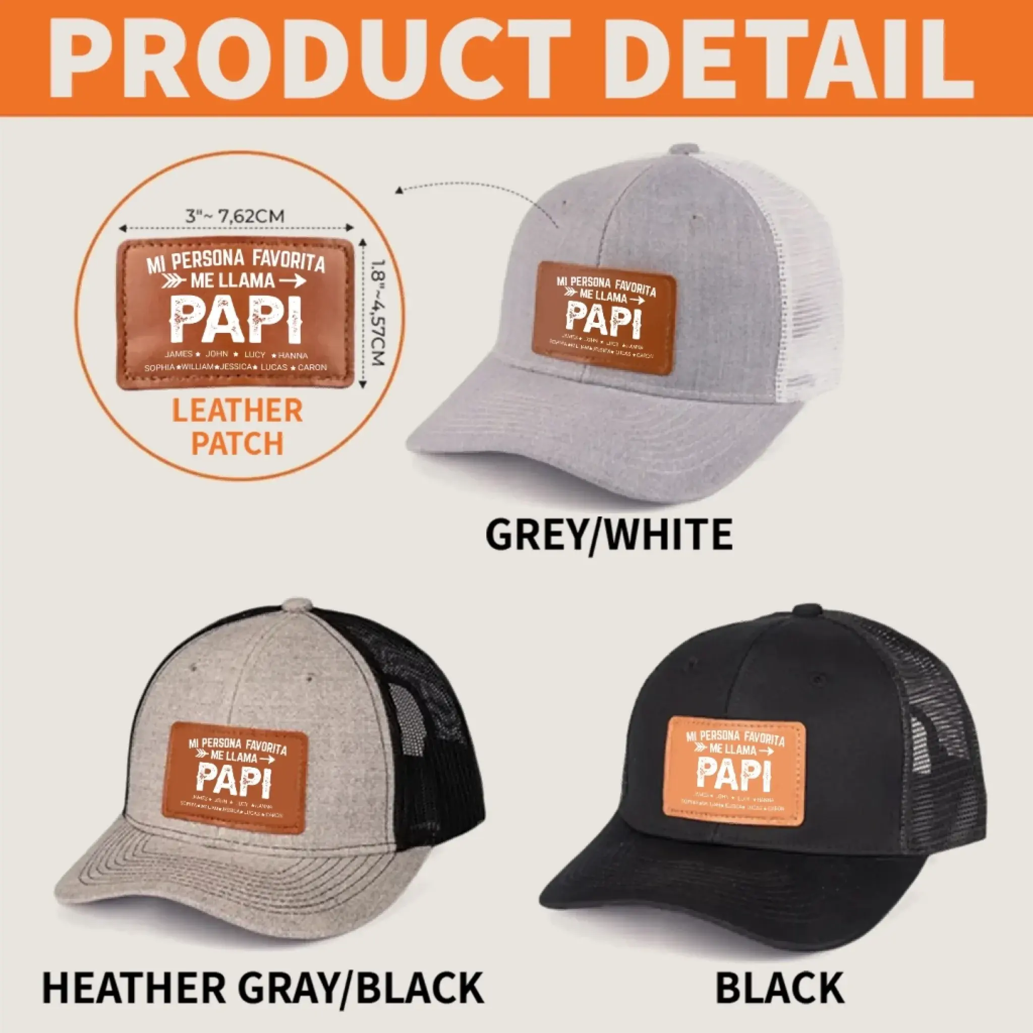 Gorra Personalizada Con Parche De Cuero - Regalo Para Abuelo-3