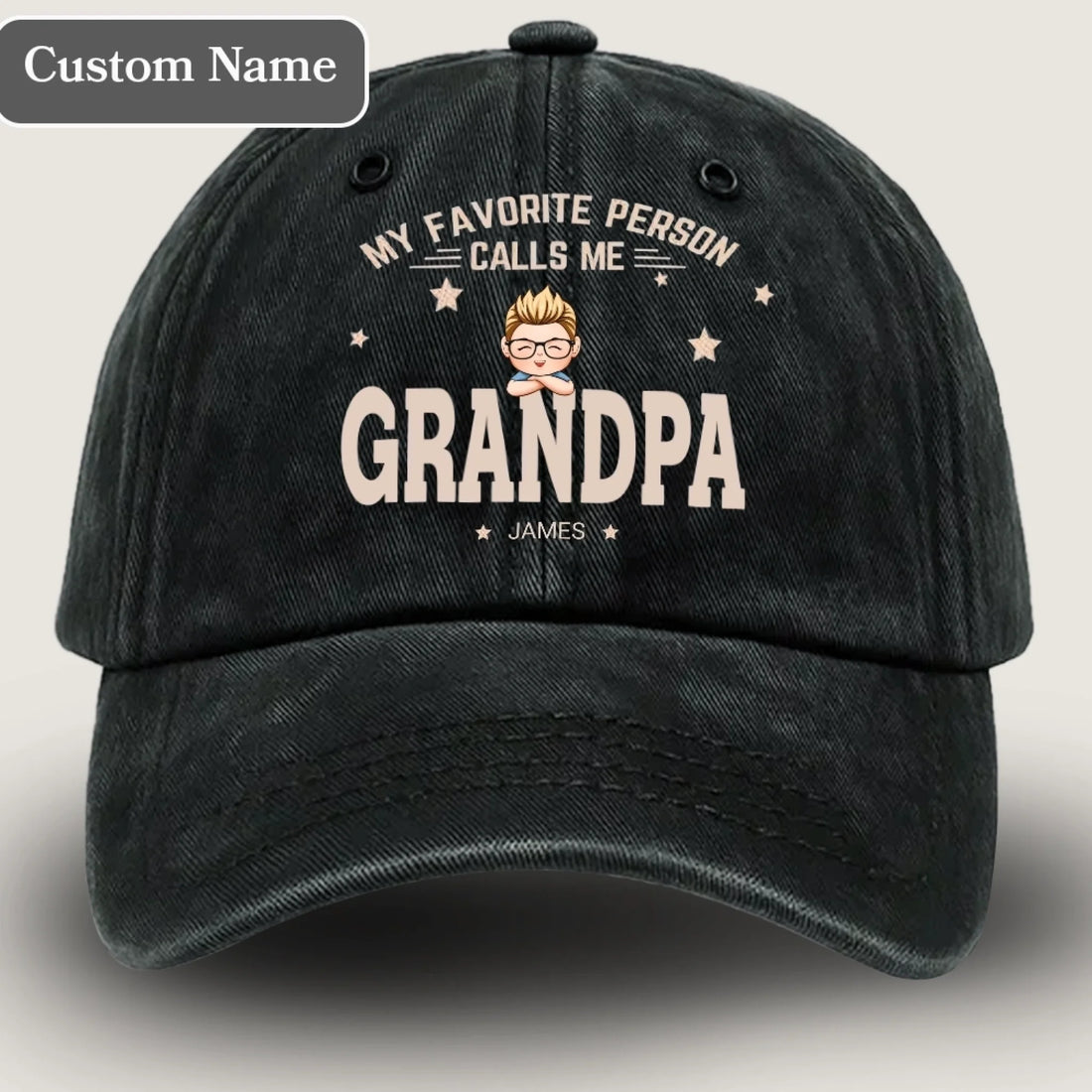 My Favorite People Call Me Papa - Family Personalized Custom Wash Denim Cap -  Gift For Dad, Grandpa-1