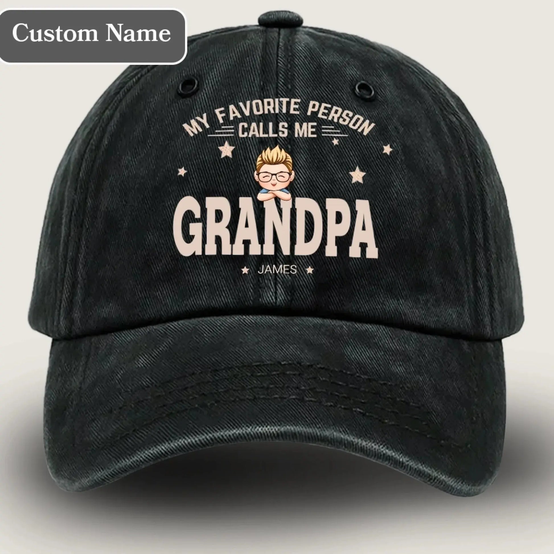My Favorite People Call Me Papa - Family Personalized Custom Wash Denim Cap -  Gift For Dad, Grandpa-1