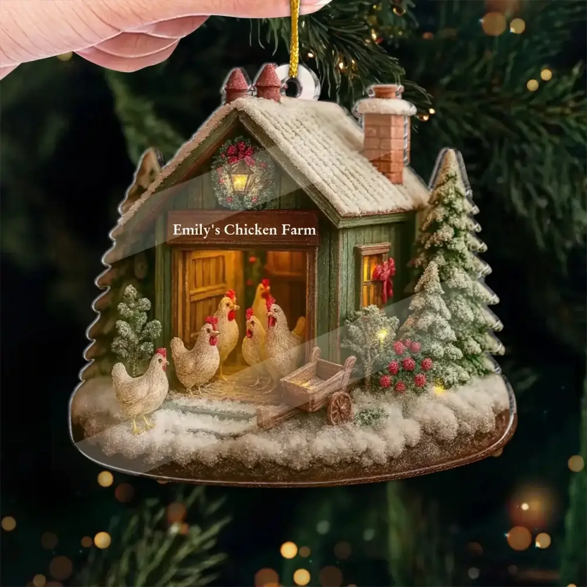 Custom Wood Ornament - Chicken Love, Farm Life Ornament-1