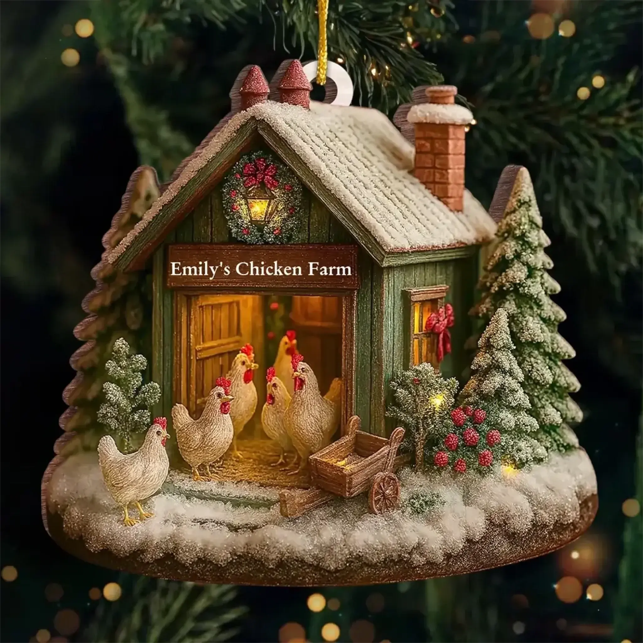 Custom Wood Ornament - Chicken Love, Farm Life Ornament-3