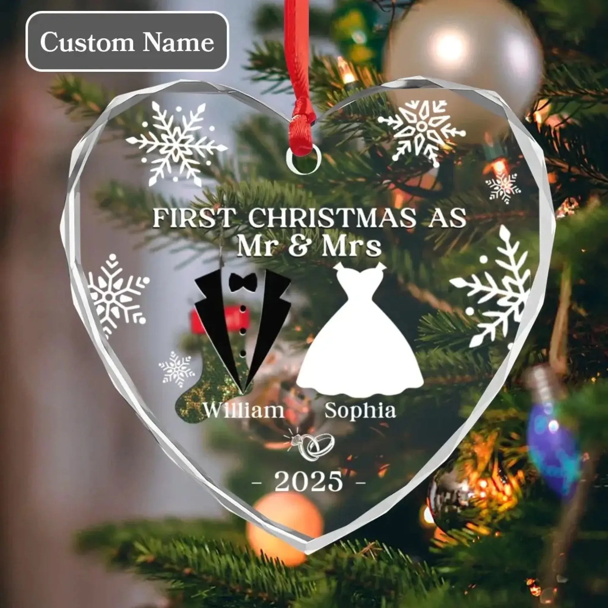 Custom Glass Ornament - Personalized Christmas Wedding Gifts-1