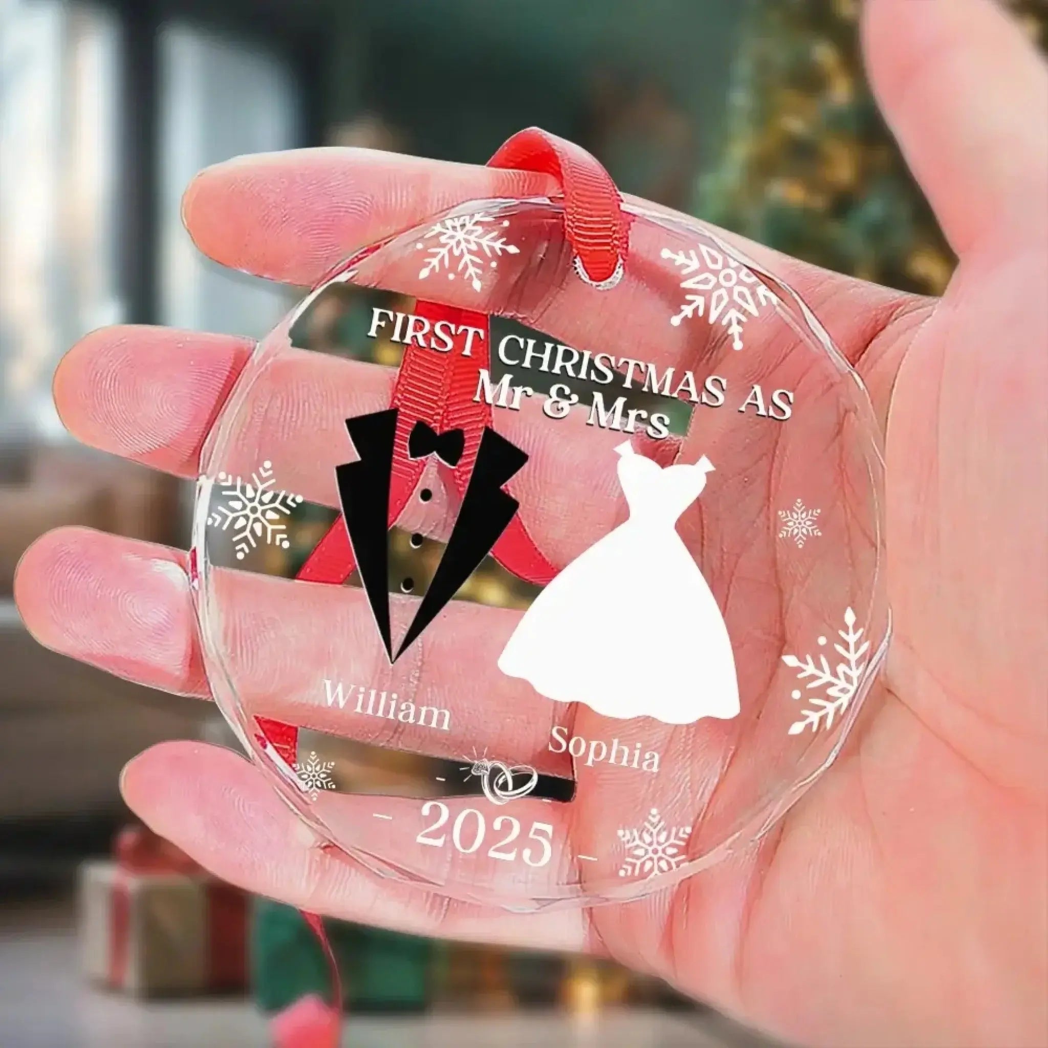Custom Glass Ornament - Personalized Christmas Wedding Gifts-3