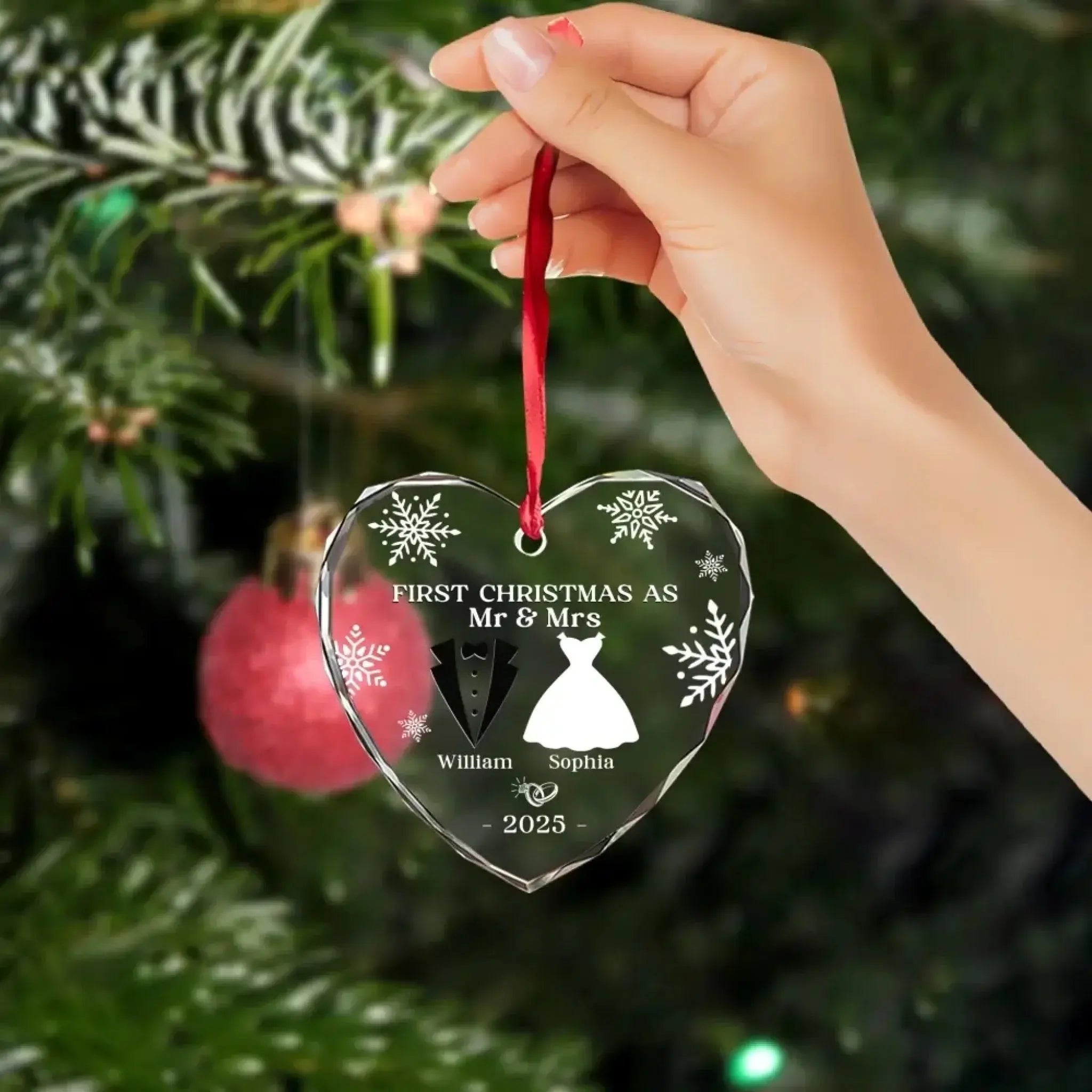Custom Glass Ornament - Personalized Christmas Wedding Gifts-2