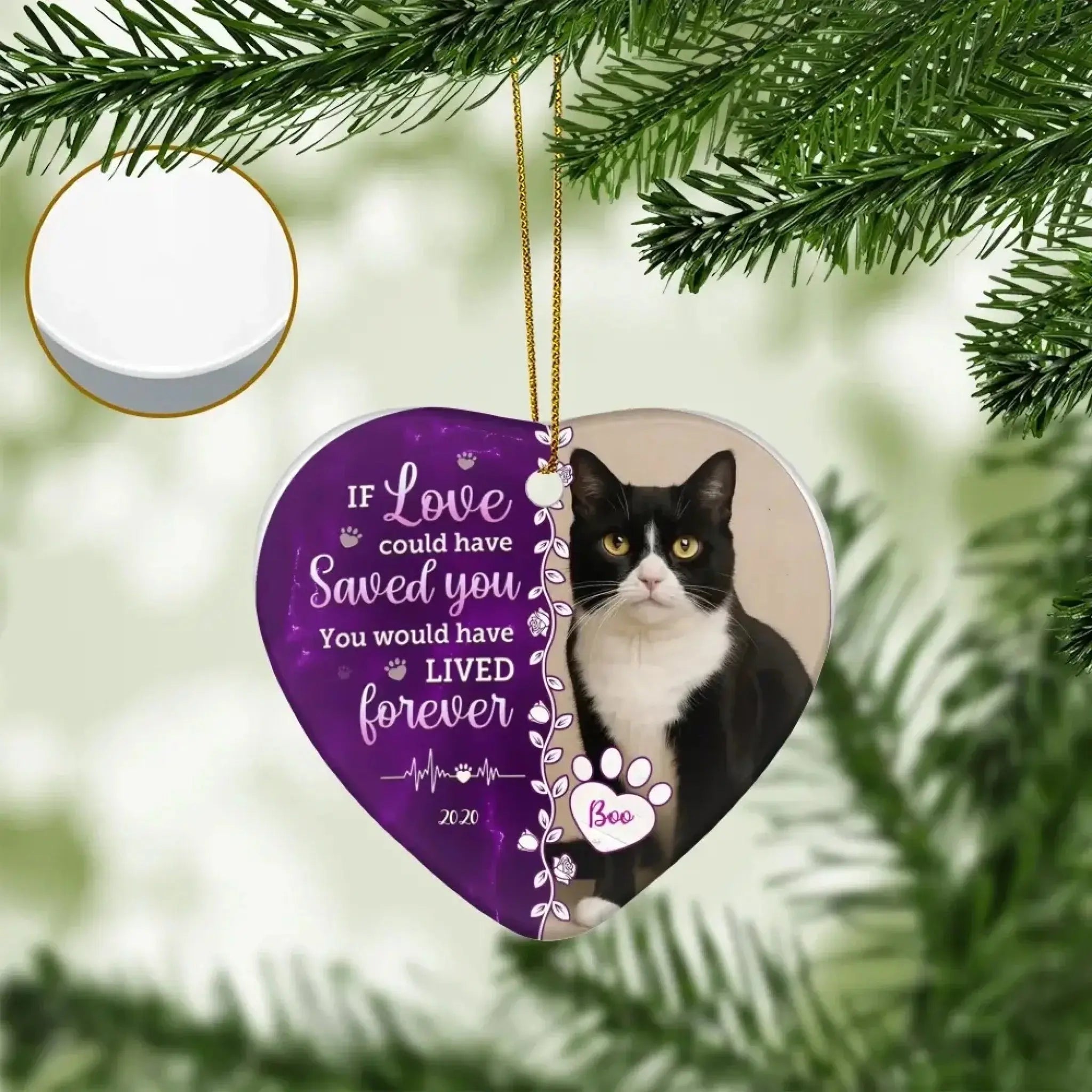 Custom Ceramic Heart Shaped, Memorial Personalized Ornament-1