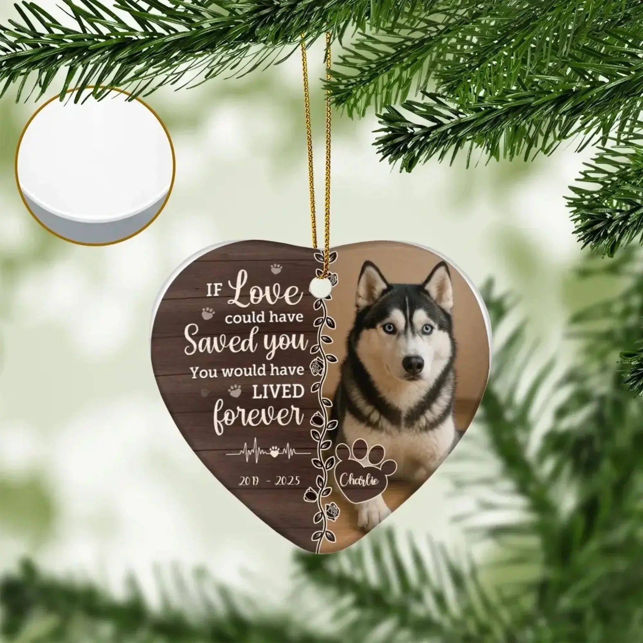 Custom Ceramic Heart Shaped, Memorial Personalized Ornament-3