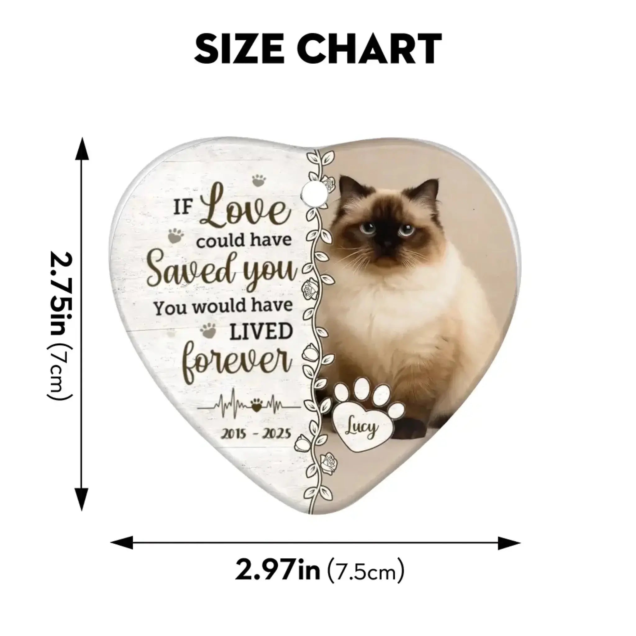 Custom Ceramic Heart Shaped, Memorial Personalized Ornament-4