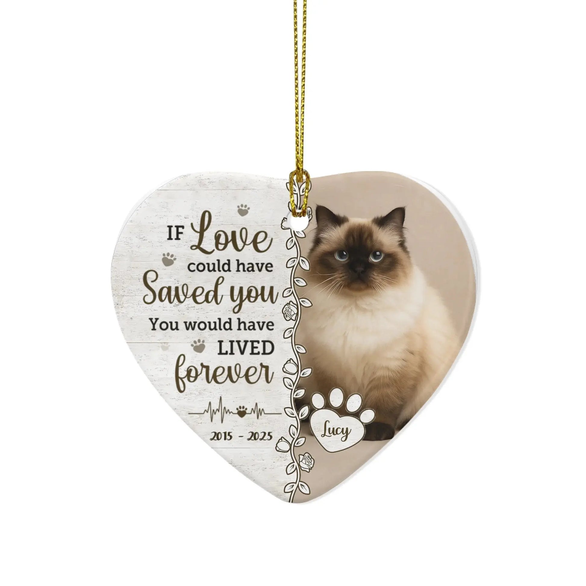 Custom Ceramic Heart Shaped, Memorial Personalized Custom Ornament - Christmas Gift, Sympathy Gift For Pet Owners, Pet Lovers Duconspace