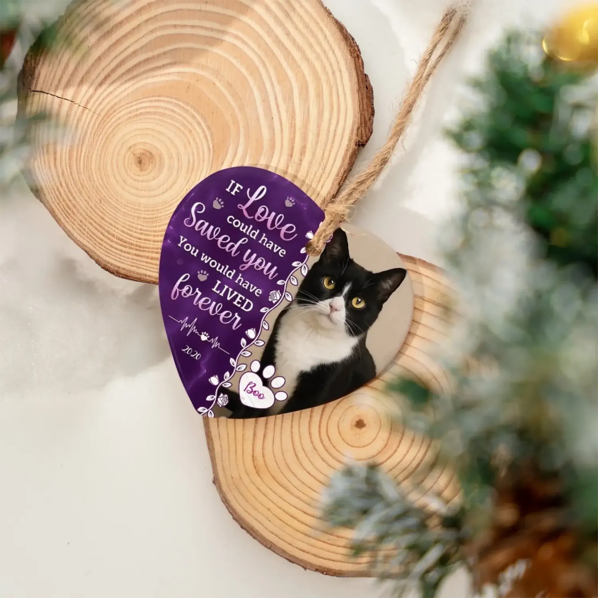 Custom Ceramic Heart Shaped, Memorial Personalized Ornament-6