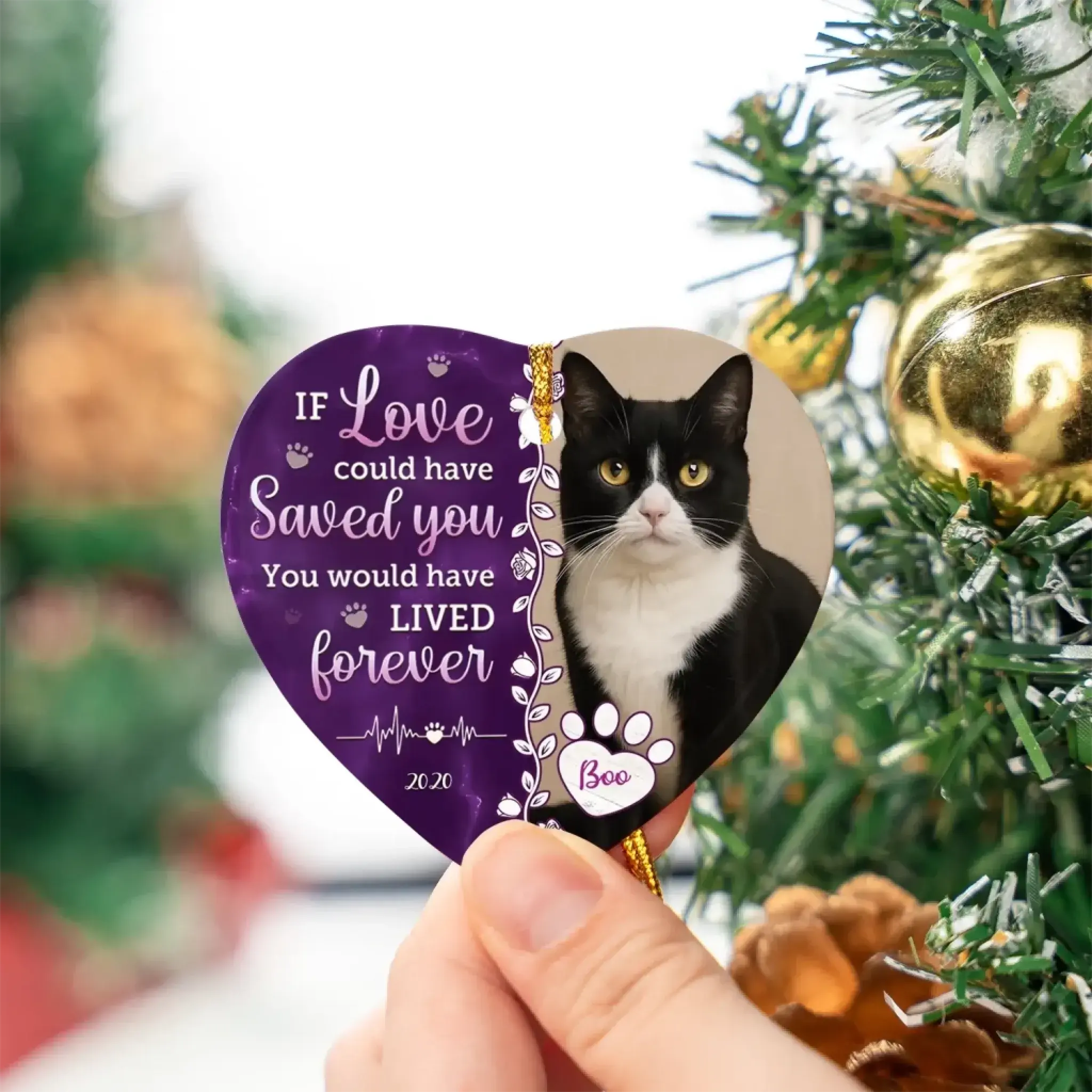 Custom Ceramic Heart Shaped, Memorial Personalized Ornament-7