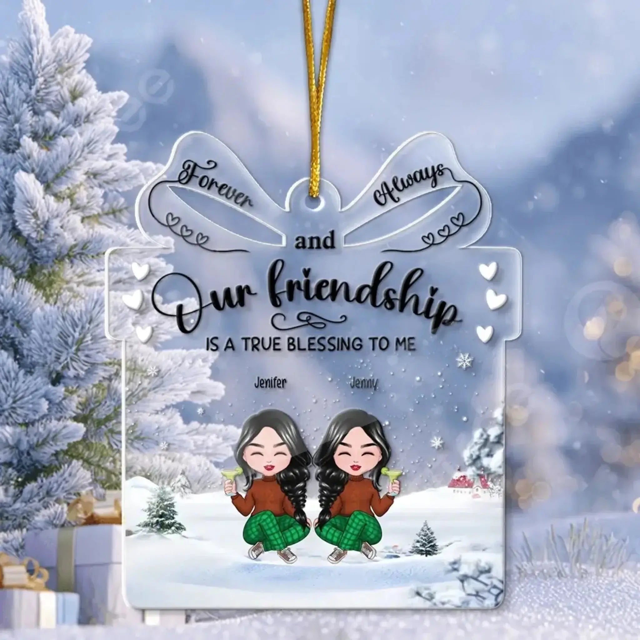 Custom Besties Ornament - Gift for Girl, Besties, Sister, Friendship-1