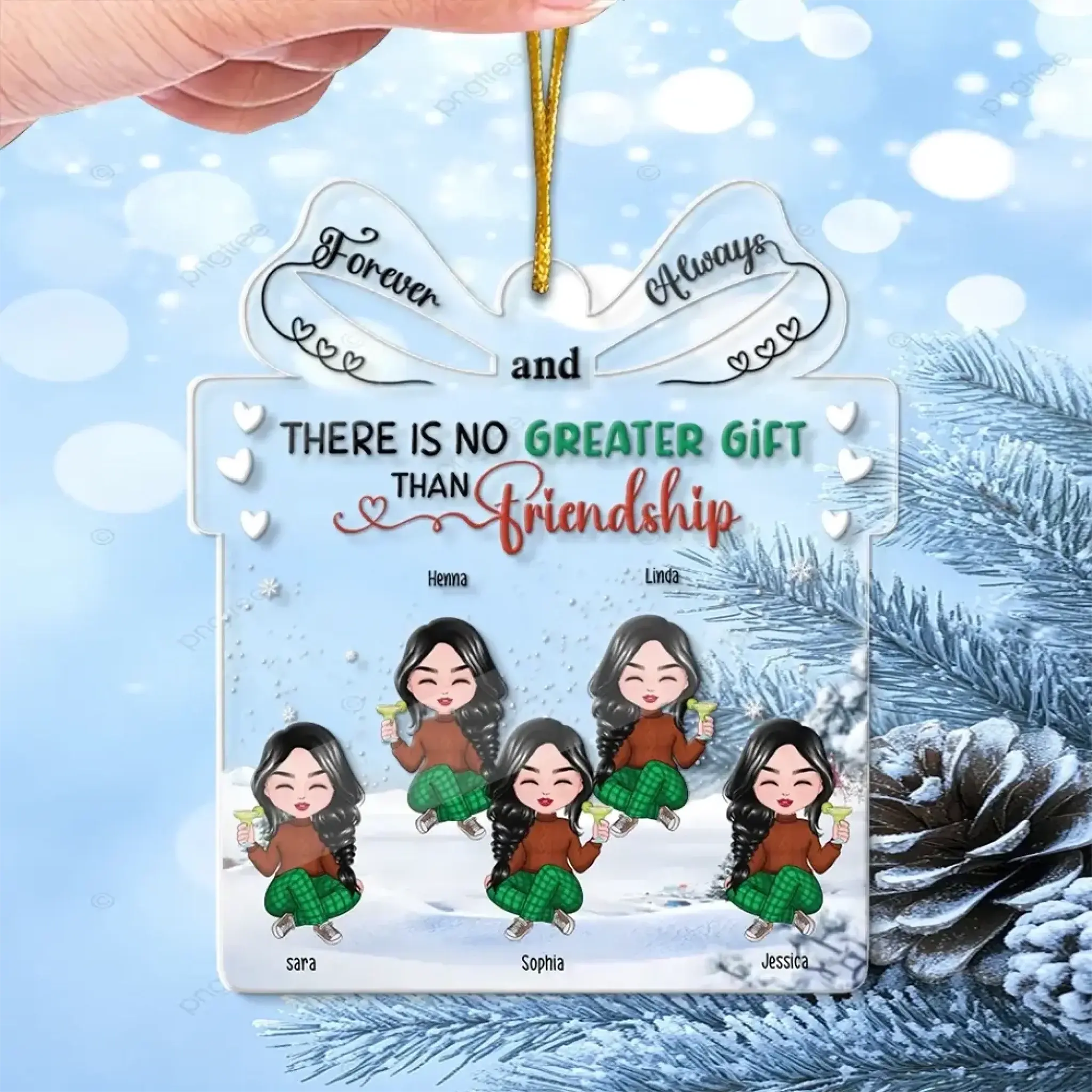 Custom Besties Ornament - Gift for Girl, Besties, Sister, Friendship-3