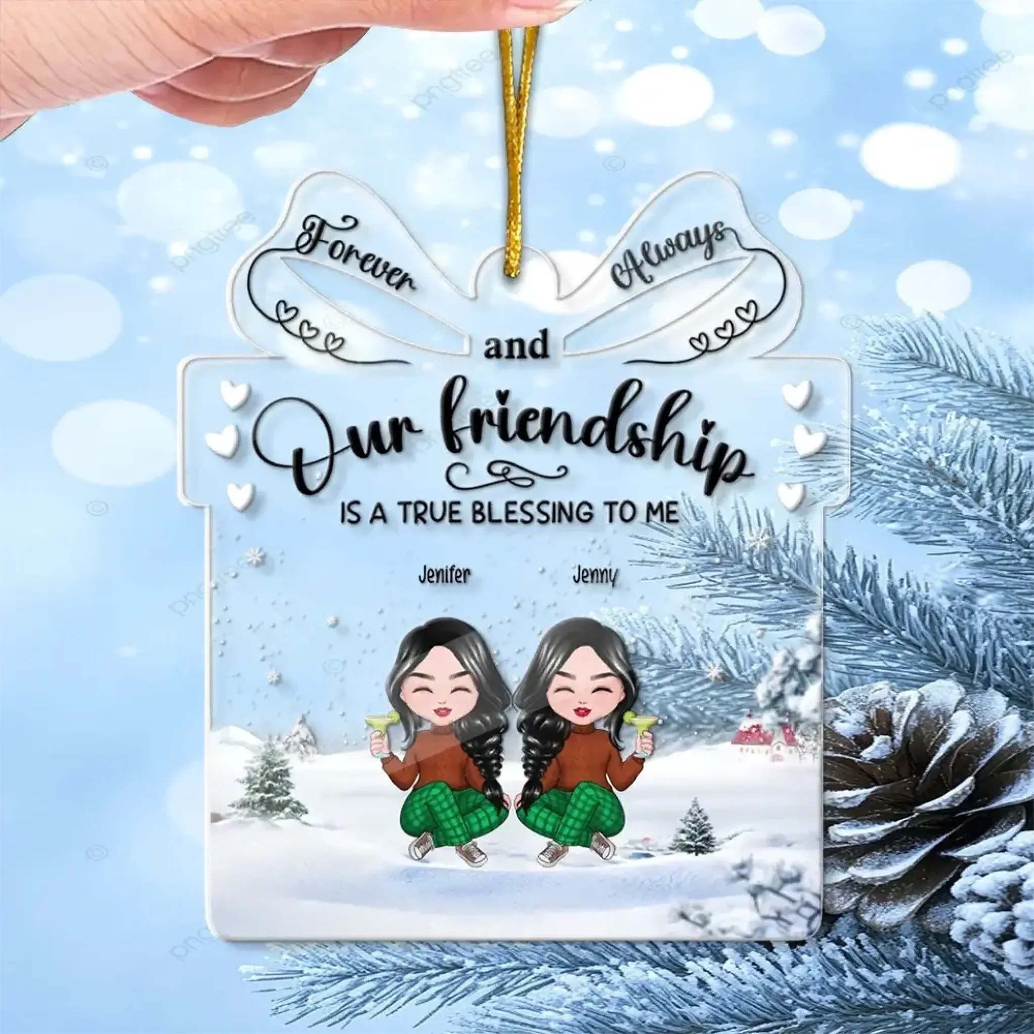 Custom Besties Ornament - Gift for Girl, Besties, Sister, Friendship-2