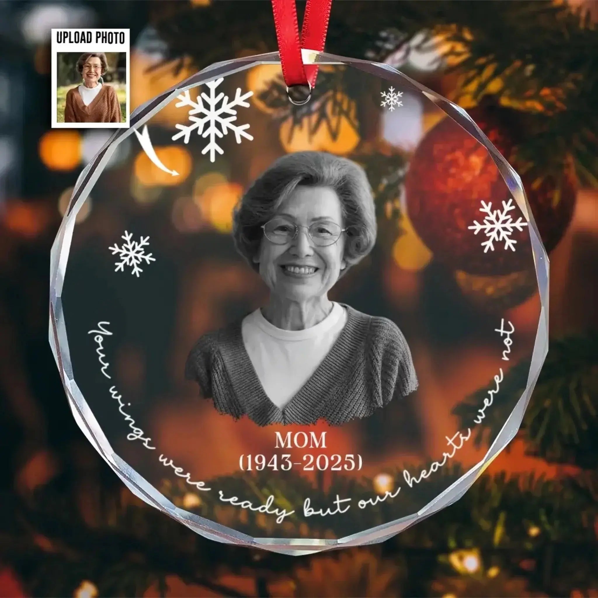 Personalized Memorial - Engraved Photo Christmas Ornament Gift-1