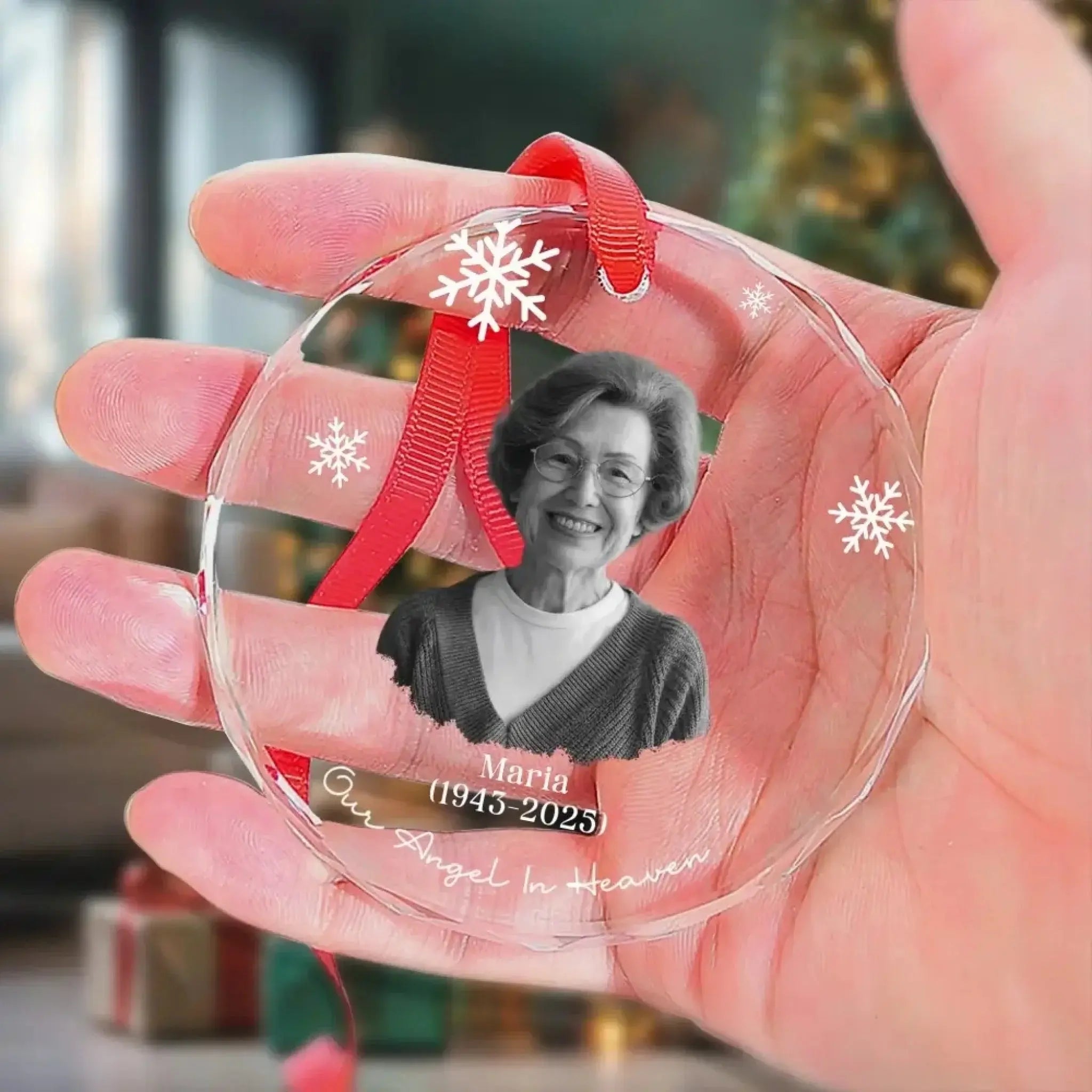 Personalized Memorial - Engraved Photo Christmas Ornament Gift-3