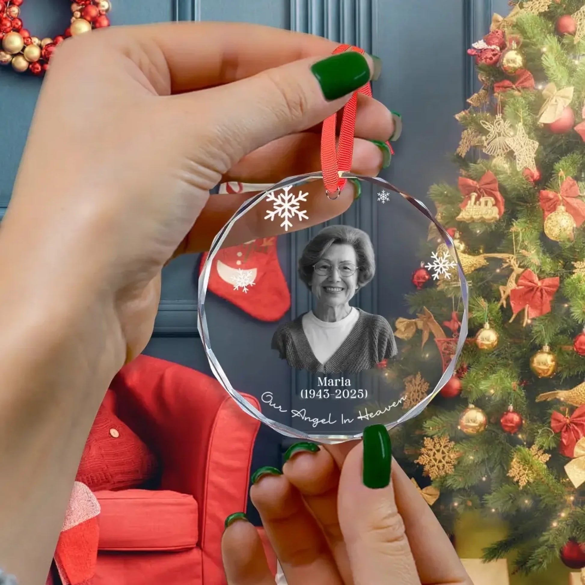 Personalized Memorial - Engraved Photo Christmas Ornament Gift-4