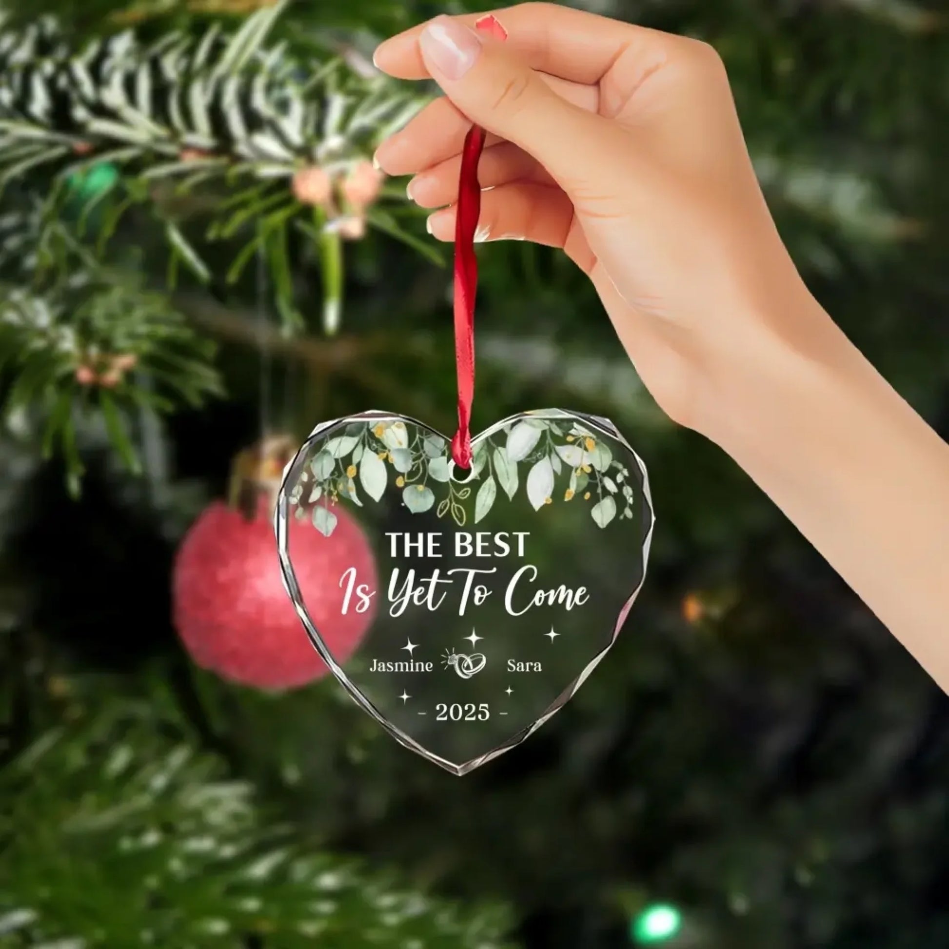 Custom Heart Glass Ornament - Wedding Gifts for Couples, Lovers-4