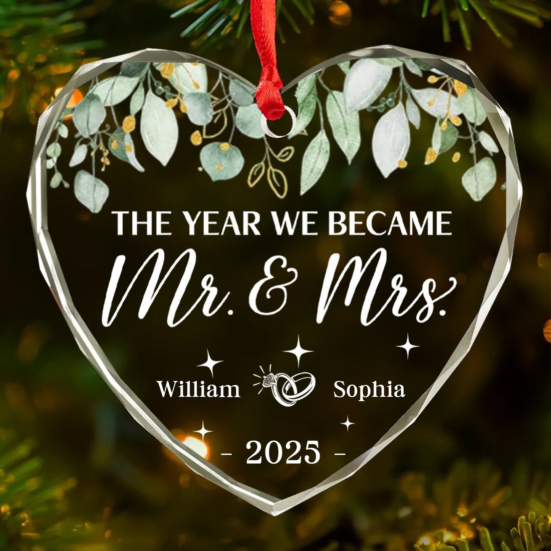 Custom Heart Glass Ornament - Wedding Gifts for Couples, Lovers-1