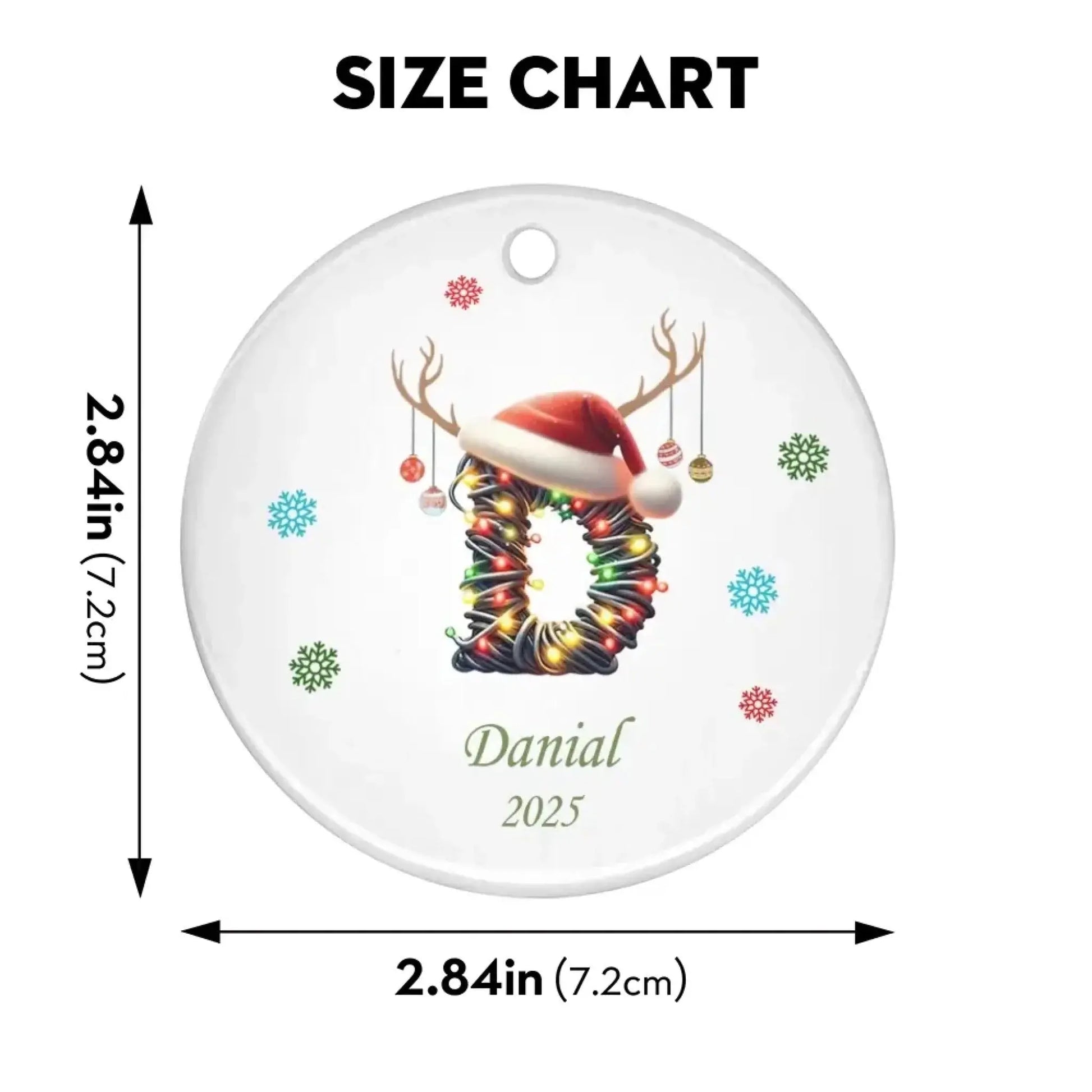 Custom Ceramic Ornament - Personalized Letter Name for Christmas-4